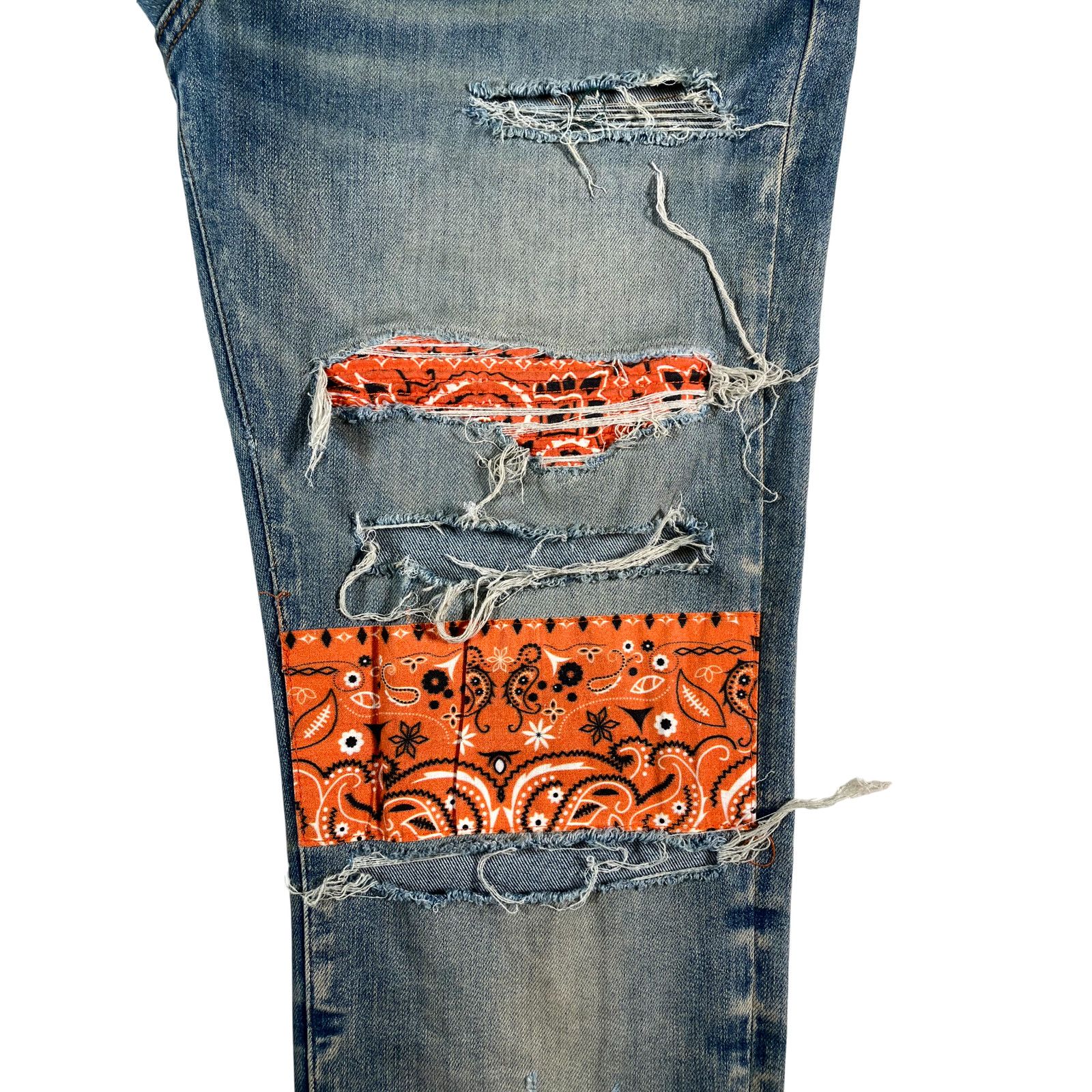 Amiri Amiri Orange Paisley Thrasher Light Wash Jeans Size US 34 / EU 50 - 4 Thumbnail