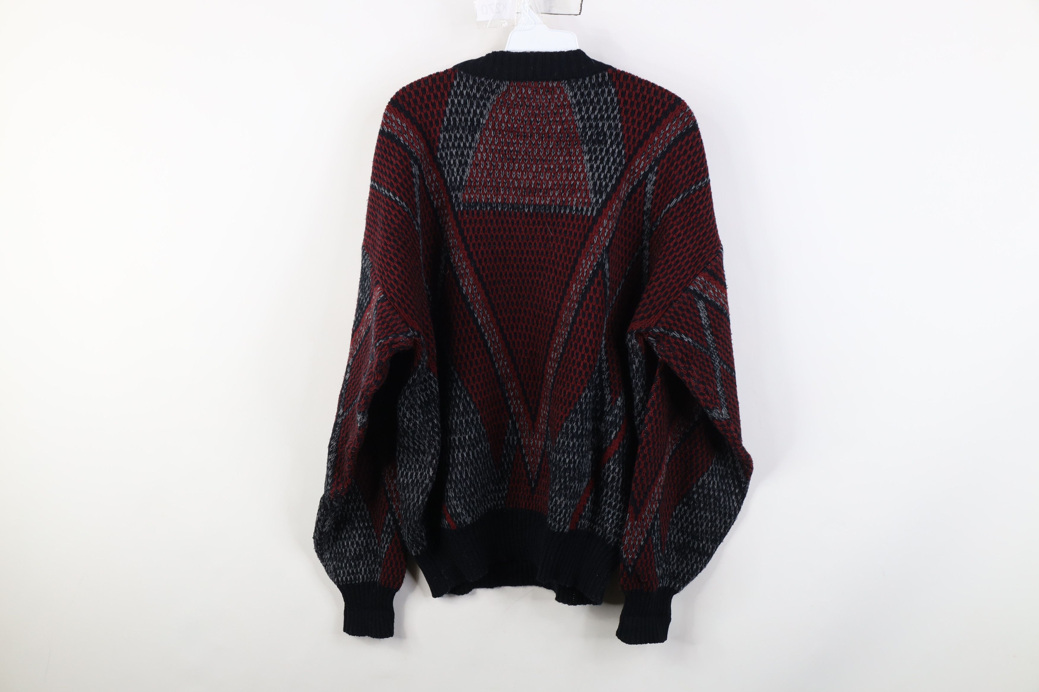 Vintage Vintage 90s Streetwear Diamond Knit Crewneck Sweater Red Size US XL / EU 56 / 4 - 9 Thumbnail