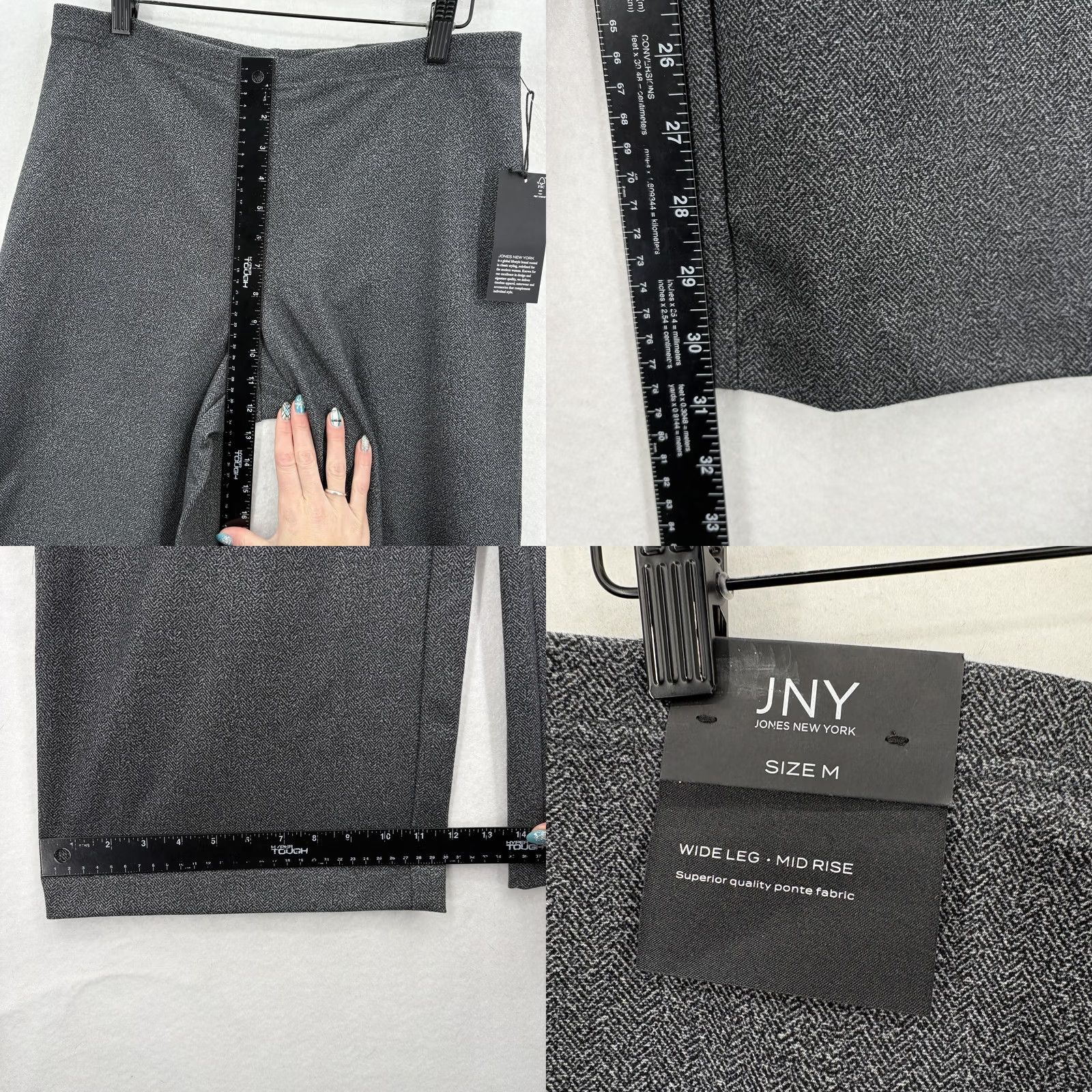 Jones New York Jones New York Wide-Leg Ponte Pants Womens Medium Gray Herringbone Stretch NWT Size 32" / US 10 / IT 46 - 8 Thumbnail