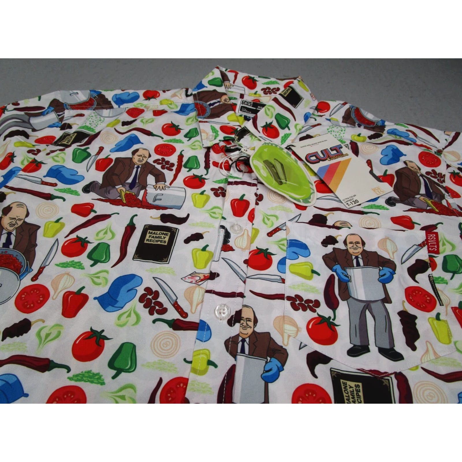 Vintage RSVLTS x Office Shirt Mens Large White Button Up AOP Kevin Chili Kunuflex Size US L / EU 52-54 / 3 - 2 Thumbnail