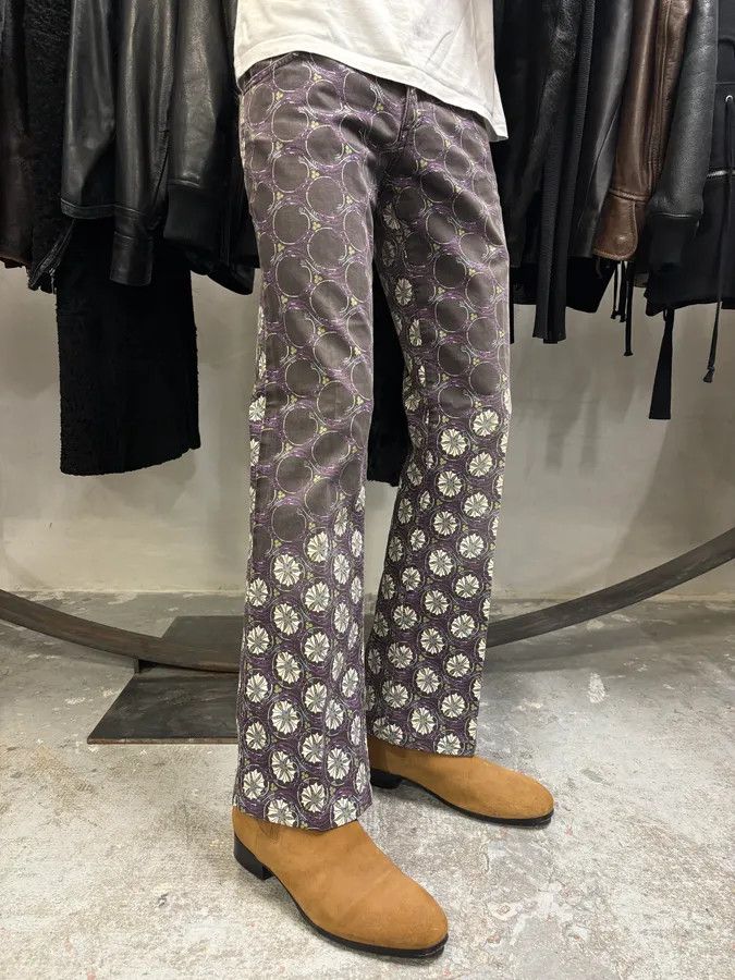 Just Cavalli 2000s Cavalli Purple Flowers Two Tone Pants Size 25" / US 0 / IT 36 - 3 Thumbnail