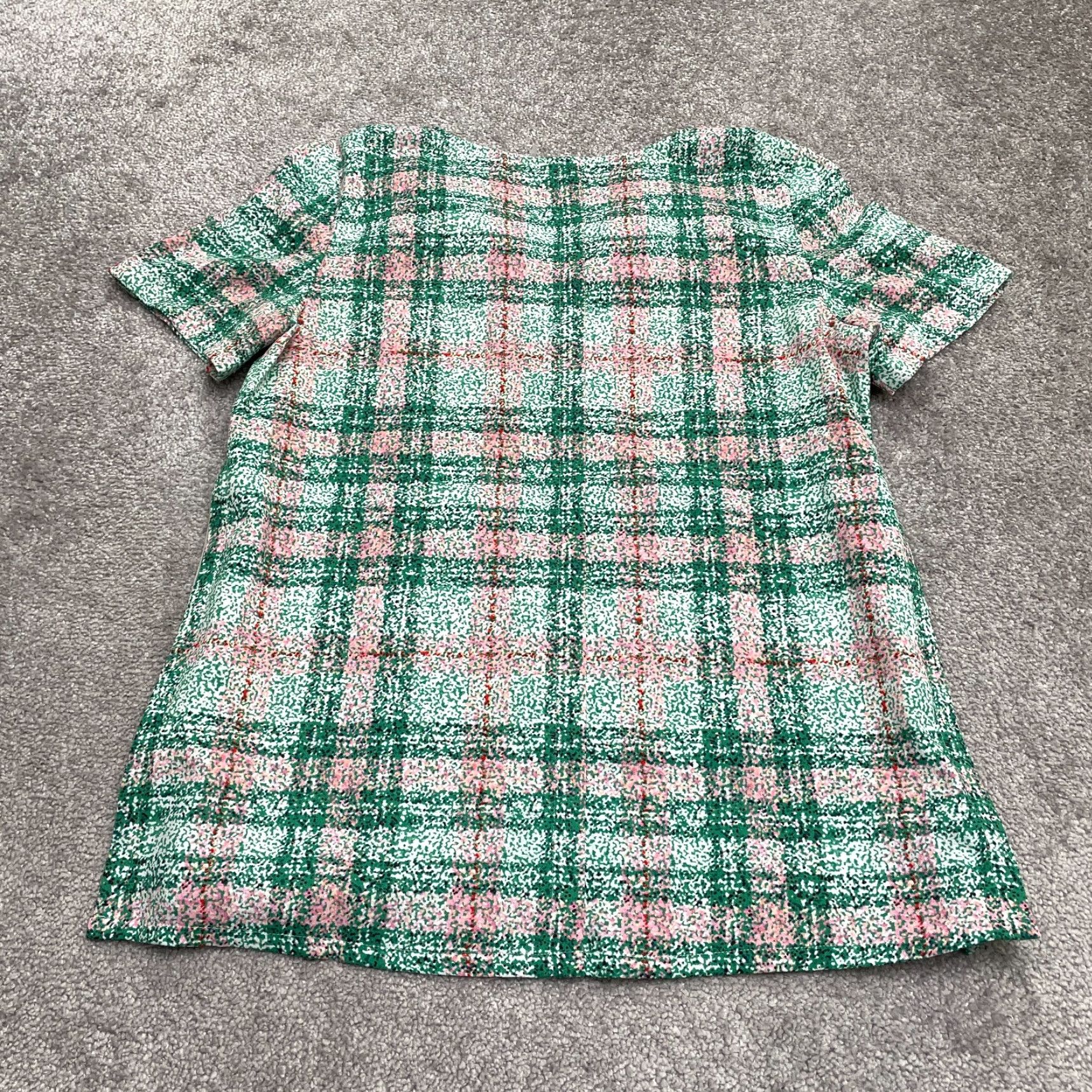 Vintage Cooper & Ella Blouse Womens Large Green Plaid Short Sleeve Casual Top Size L / US 10 / IT 46 - 2 Thumbnail
