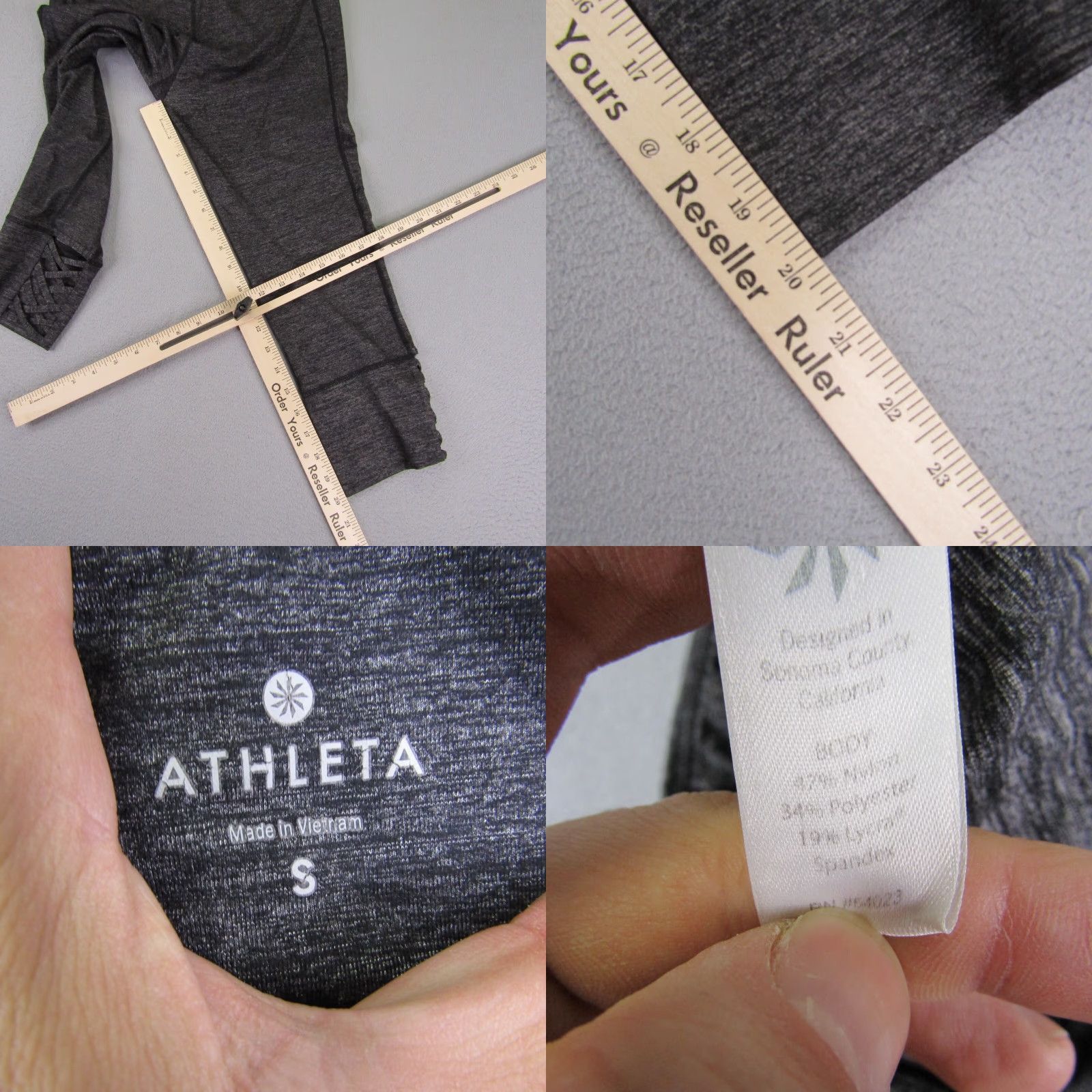 Athleta Athleta Leggings Womens Small Gray Mid Calf Cropped Athletic Yoga workout Pants Size 28" / US 6 / IT 42 - 8 Thumbnail