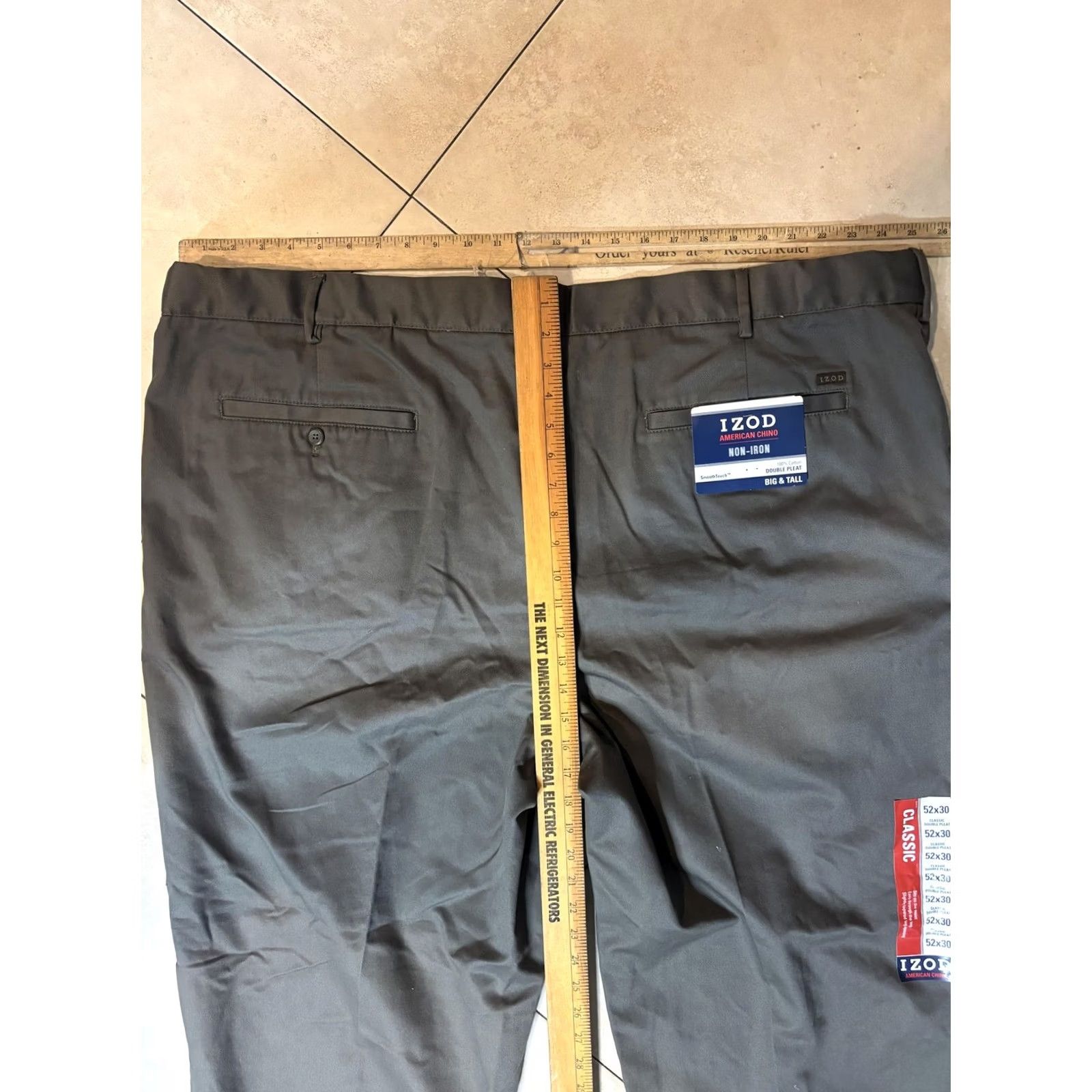 Izod Izod Mens Pants 52x30 Green Chino Classic Double Pleat Big & Tall Non Iron Size US 36 / EU 52 - 7 Thumbnail