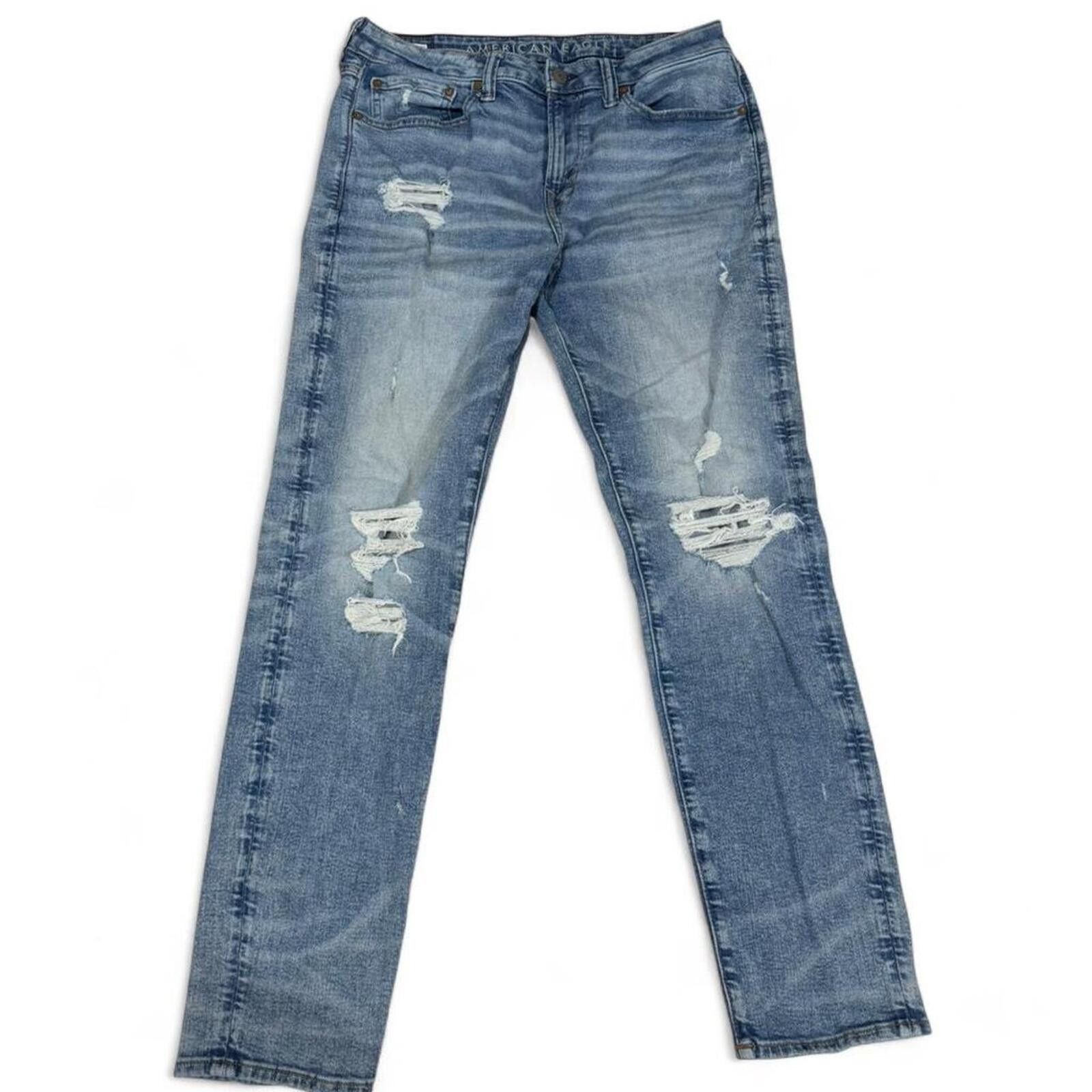 True Religion American Eagle Outfitters distressed slim fit blue jeans Size US 32 / EU 48 - 1 Thumbnail