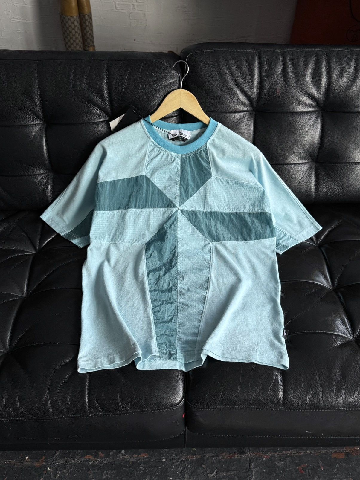 Stone Island Stone Island Nylon Metal Compass Big Logo Aqua Tee Shirt Size US S / EU 44-46 / 1 - 22 Thumbnail