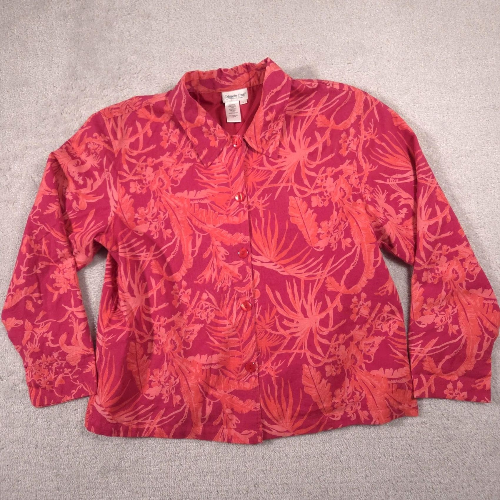 Coldwater Creek Coldwater Creek Shirt Womens L Pink Floral Tropical Button Front Lined Top Size L / US 10 / IT 46 - 3 Thumbnail