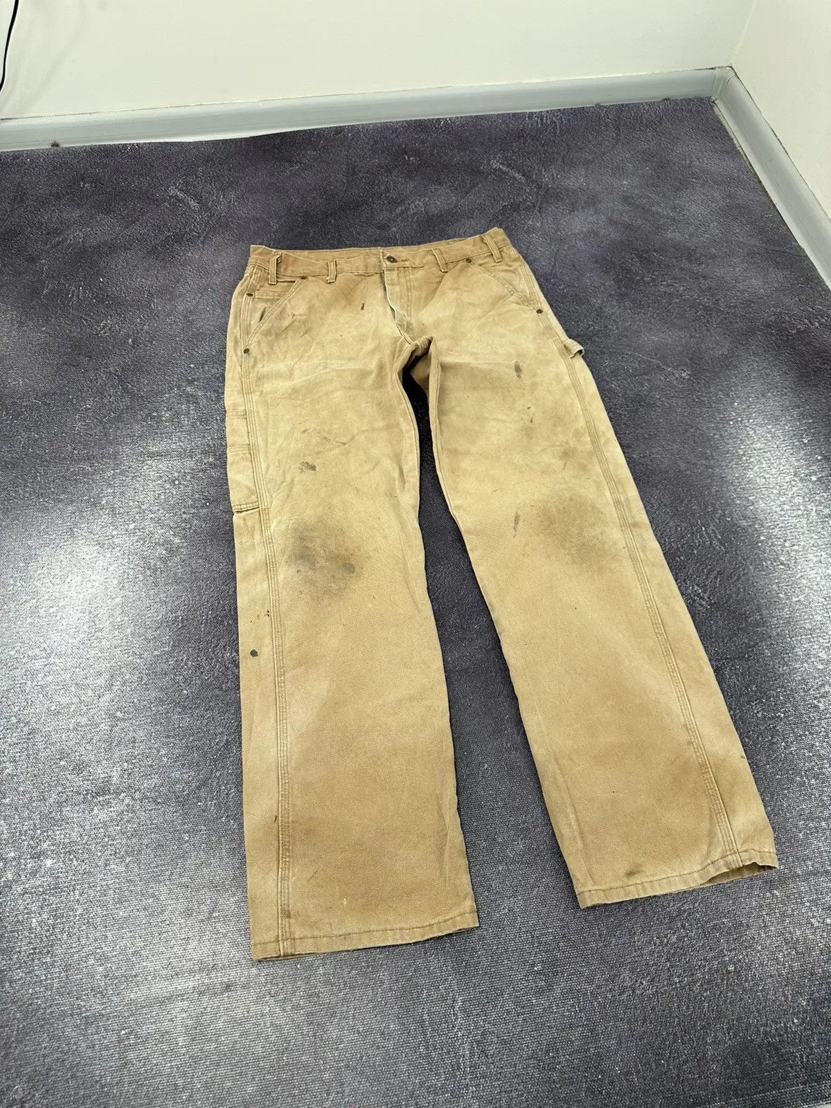 Dickies × Vintage Vintage Dickies Faded Cream Denim Work Hype Baggy Pants Size US 34 / EU 50 - 8 Thumbnail