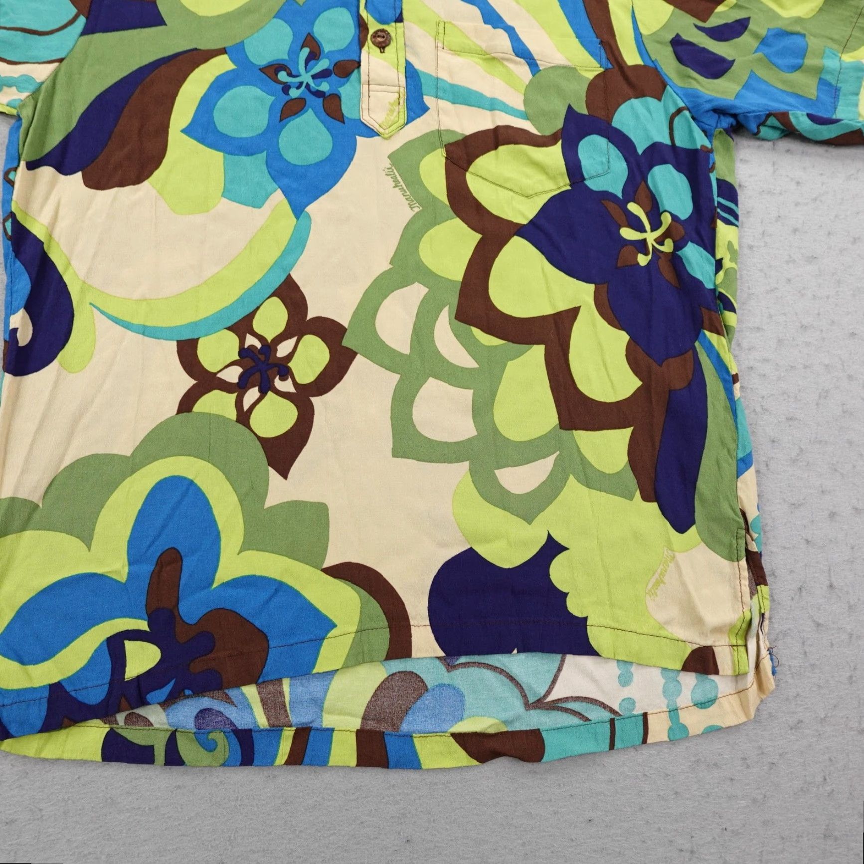 ALOHAS Vintage Manuheali'i Hawaiian Shirt Mens Small Green Blue Aloha Floral Pullover Size US S / EU 44-46 / 1 - 3 Thumbnail