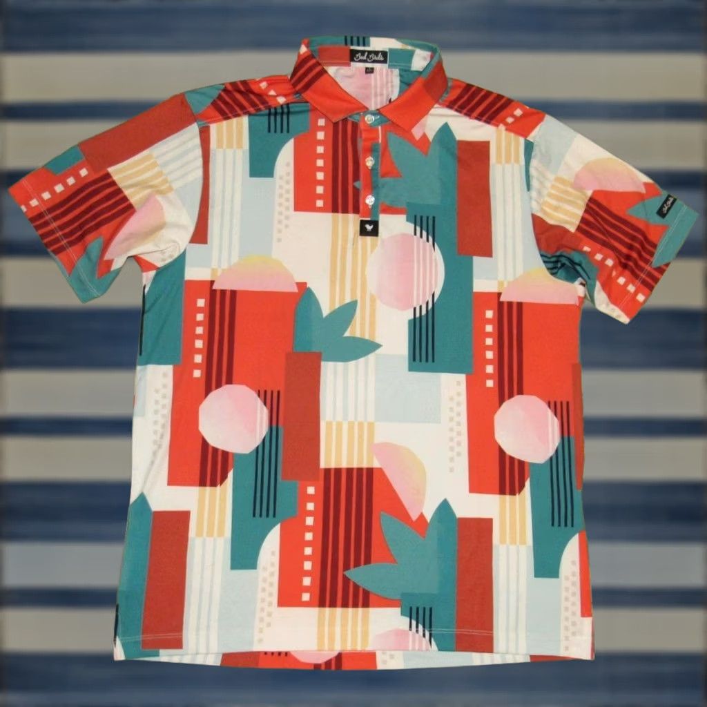 Vintage BAD BIRDIE Geometric Short Sleeve Polo Golf Shirt Large Mens Size US L / EU 52-54 / 3 - 1 Thumbnail