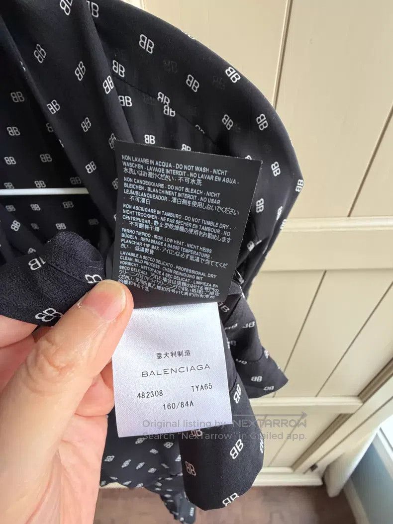 Balenciaga Balenciaga Black Silk Logo Tie Shirt Size XS / US 0-2 / IT 36-38 - 5 Thumbnail