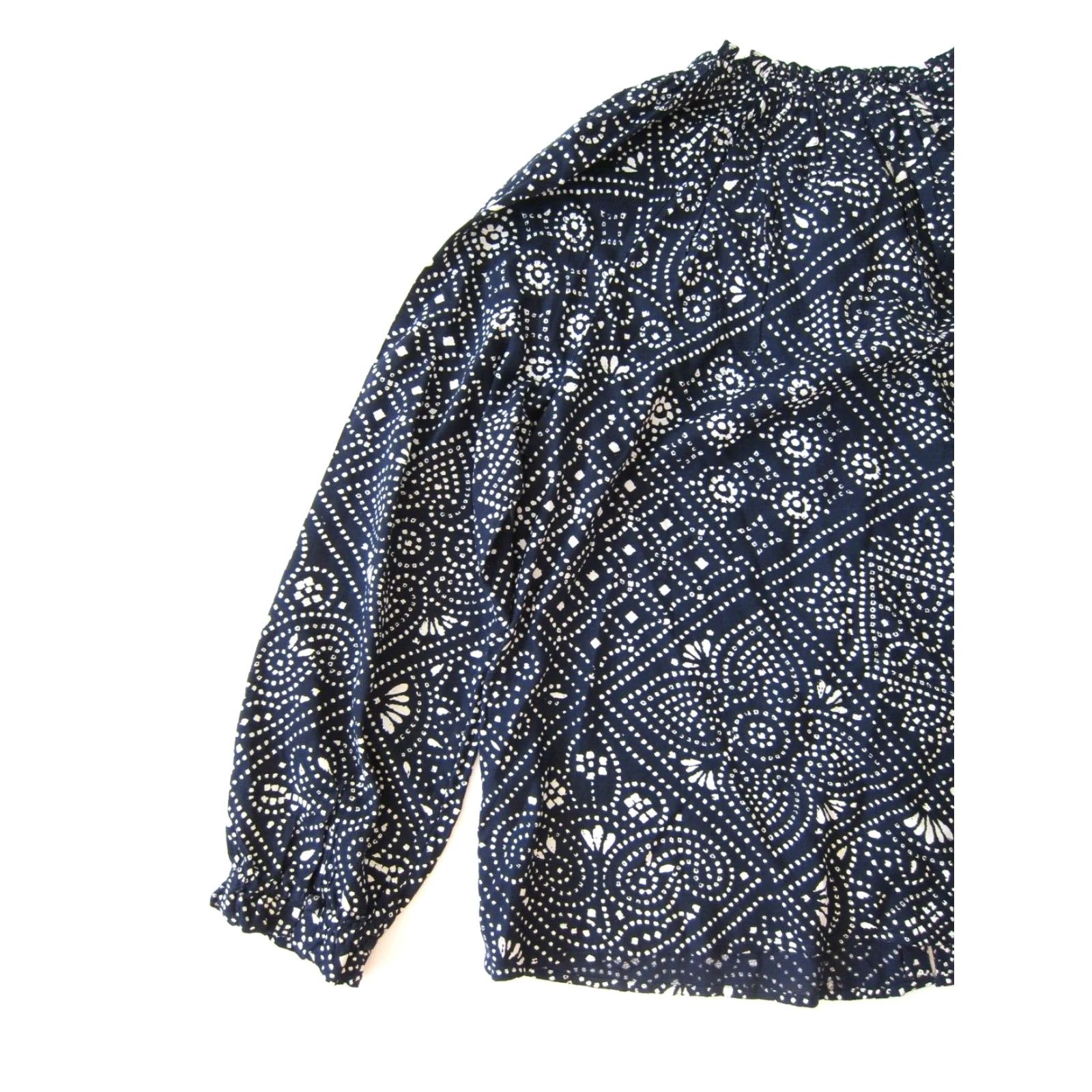 Lucky Brand Lucky Brand Blouse Shirt M Blue Polka Dot Long Sleeve Round Neck Women Size M / US 6-8 / IT 42-44 - 5 Thumbnail