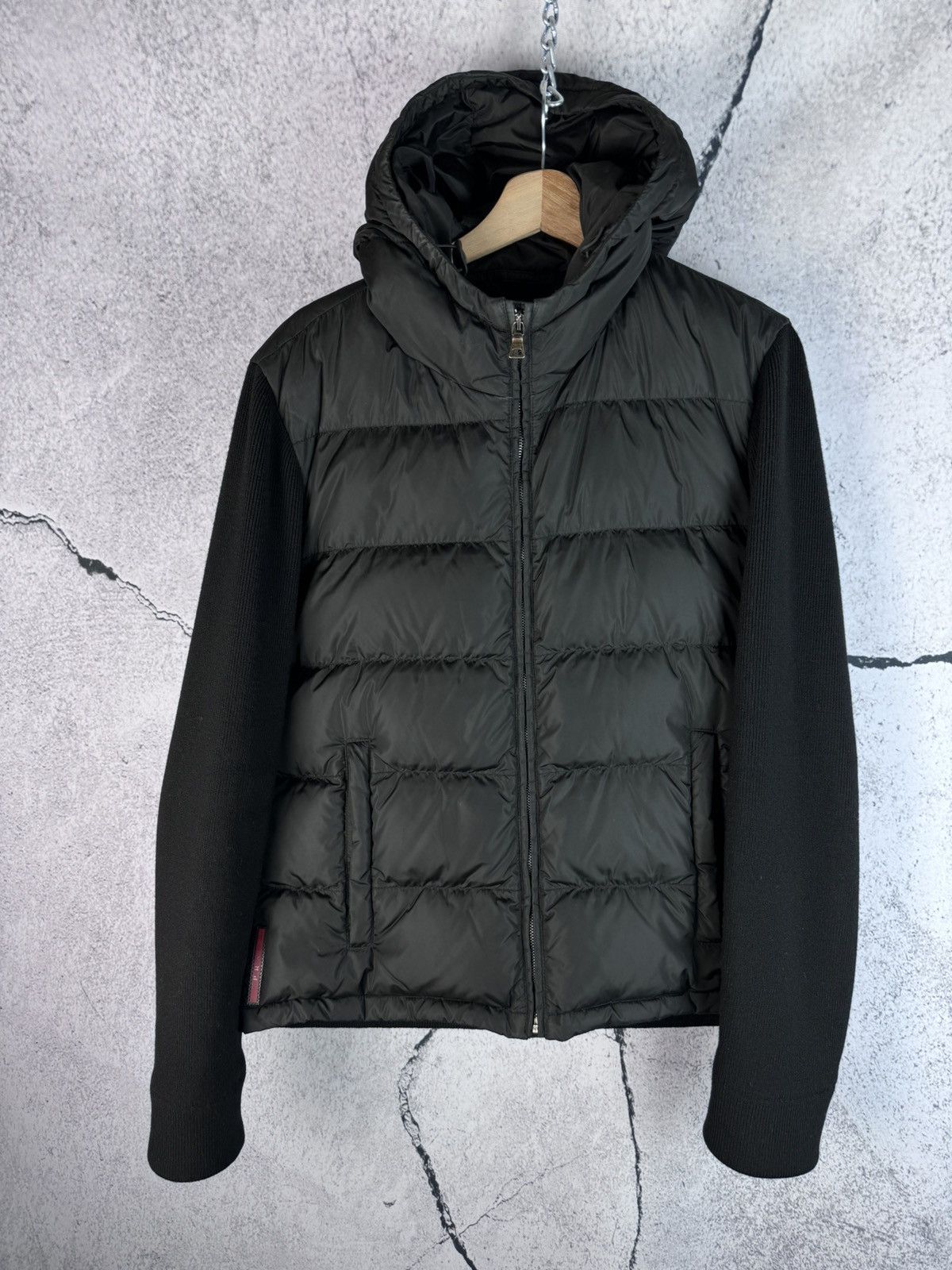 image of Prada Down Viscose Cotton Puffer Jacket Black Color, Men's (Size Large)
