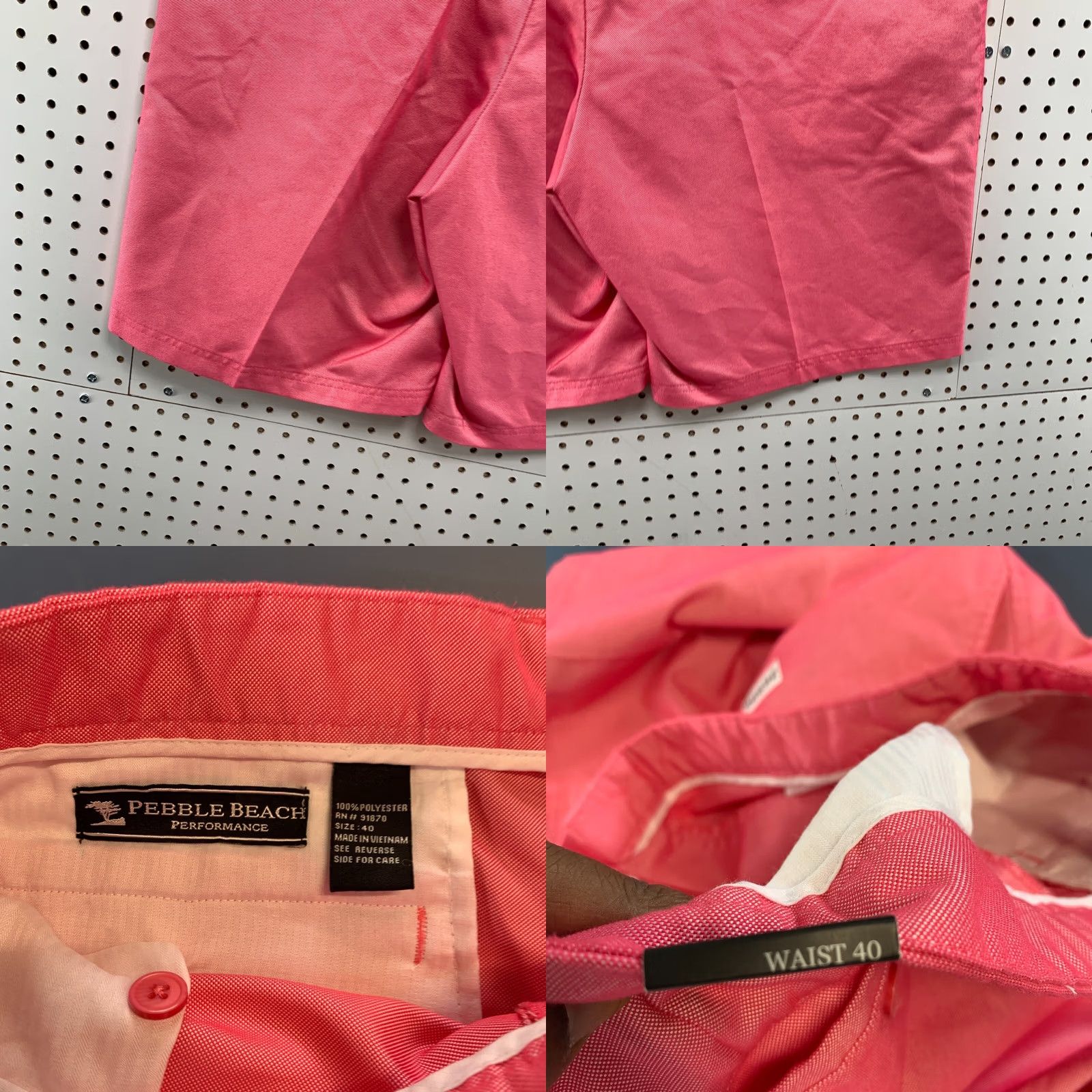 Vintage Pebble Beach Pink Mens 40x10 Chino Golf Shorts Casual Shirt? Size US 40 / EU 56 - 8 Thumbnail