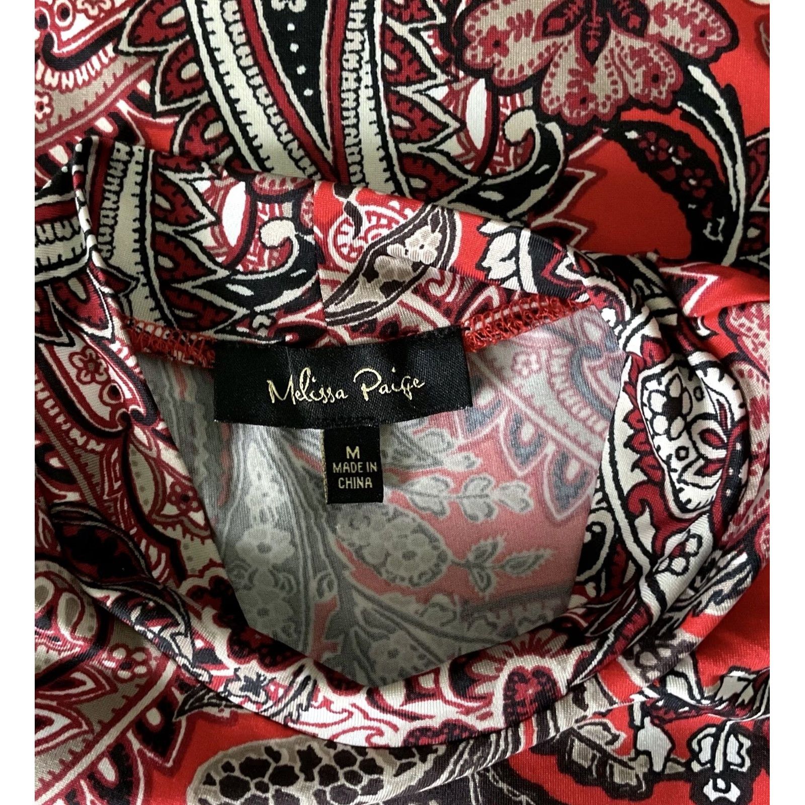 Melissa Melissa Paige Sleeveless Mini Sheath Dress M Red Paisley MockNeck Retro 60s Mens Women Girls Size M / US 6-8 / IT 42-44 - 4 Thumbnail