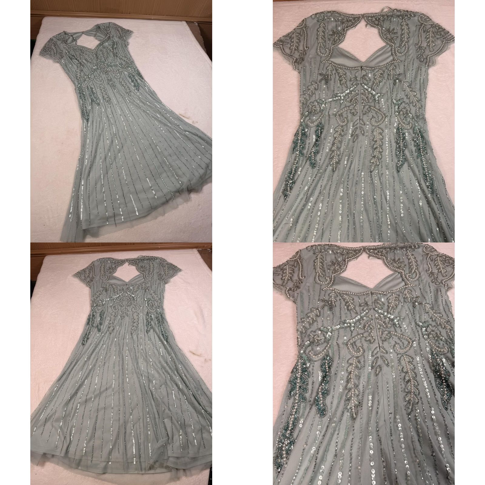 Adrianna Papell Adrianna Papell Dress Womens 6 Blue Beaded Tulle Sweetheart Maxi Gown Formal Size M / US 6-8 / IT 42-44 - 8 Thumbnail