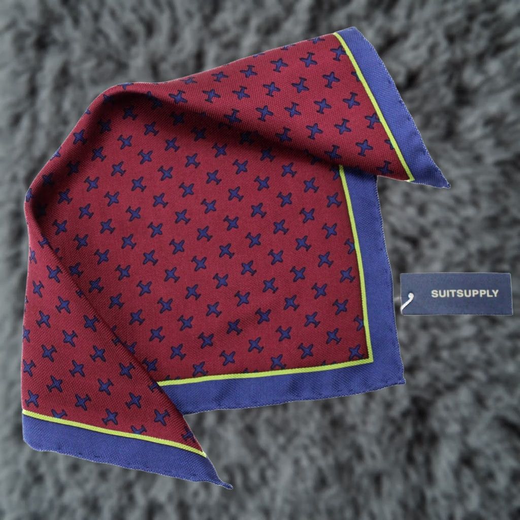 Suitsupply Suitsupply Pochet Graphic Bordeaux Handkerchief Men's ONE SIZE Pure Silk Square Size ONE SIZE - 1 Thumbnail