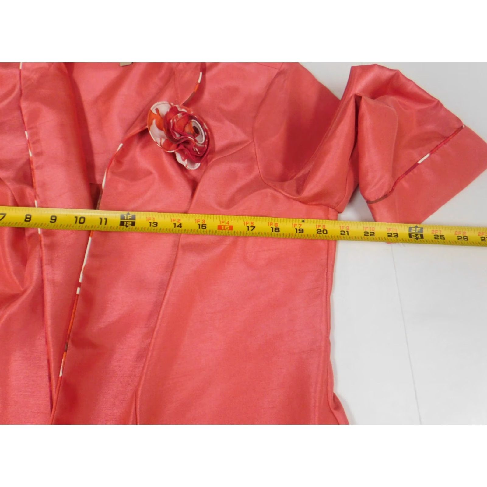 Vintage Maya Brooke Blazer Womens 14W Pink Flower No Button Lightweight Suit Jacket Notch Lapel Tuxedo Style Fall Winter Casual Business Size XL / US 12-14 / IT 48-50 - 6 Thumbnail