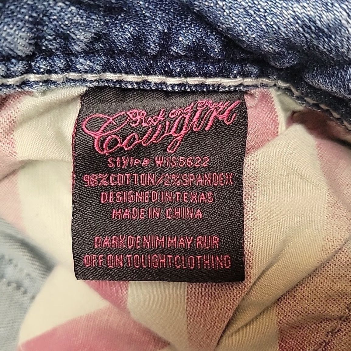 Denime Rock & Roll Cowgirl Jeans Womens 29x32 Faded Distressed Denim Mid Rise Skinny Jeans 90s Western USA Mens Womens Boys Girls Size 29" - 6 Thumbnail