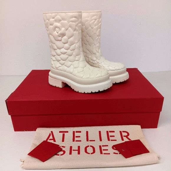 Valentino Valentino Garavani Women Ivory Rose Atelier Mid Boots - EU36 Size US 6 / IT 36 - 1 Thumbnail