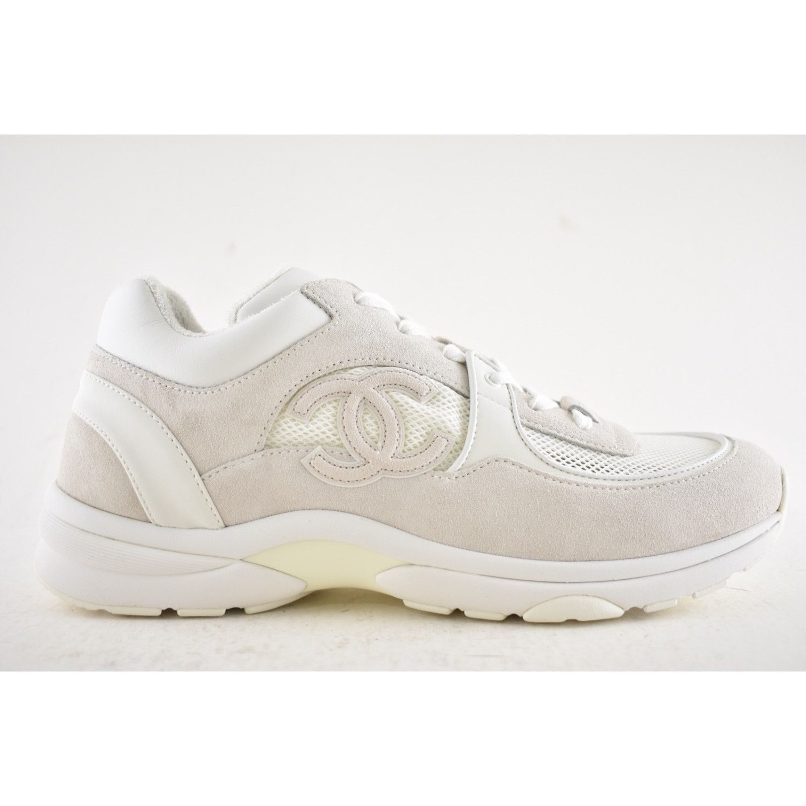 Chanel Chanel 20P Mens Triple White Mesh CC Logo Trainer Sneaker 11 Size US 11 / EU 44 - 2 Thumbnail