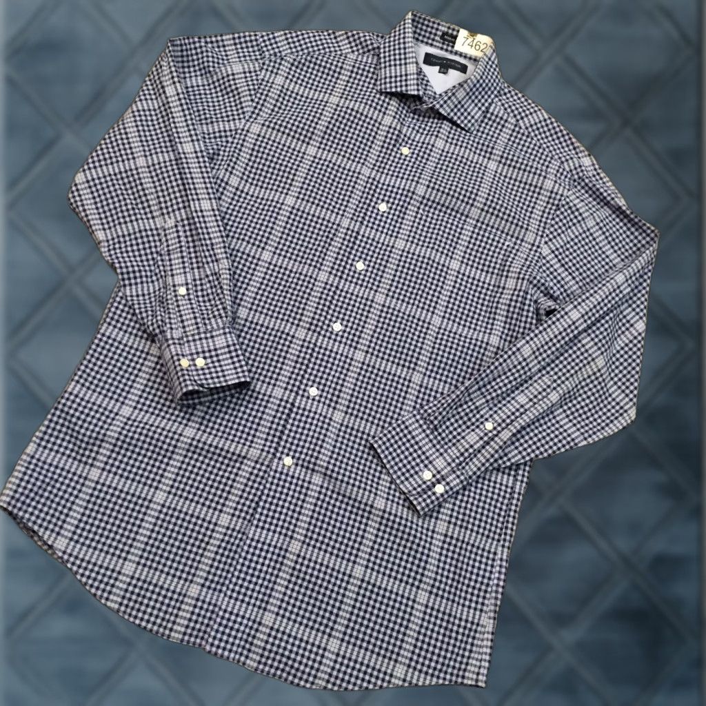Tommy Hilfiger Tommy Hilfiger Shirt Mens 15.5 Blue Plaid Long Sleeve Button-Up Regular Fit Size US L / EU 52-54 / 3 - 1 Thumbnail