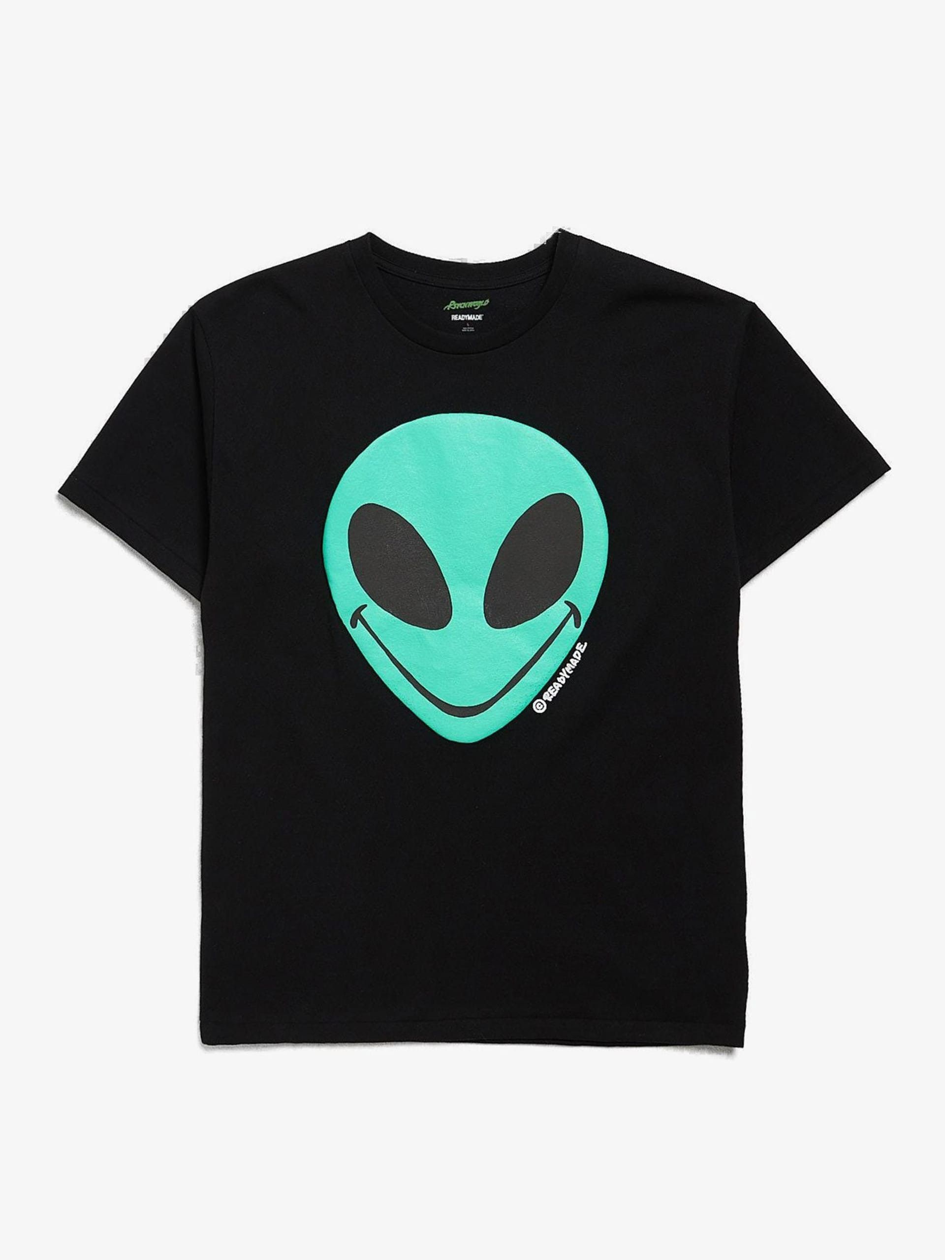 image of Readymade Black Alien Printed Cotton T-Shirt, Men's (Size Large)