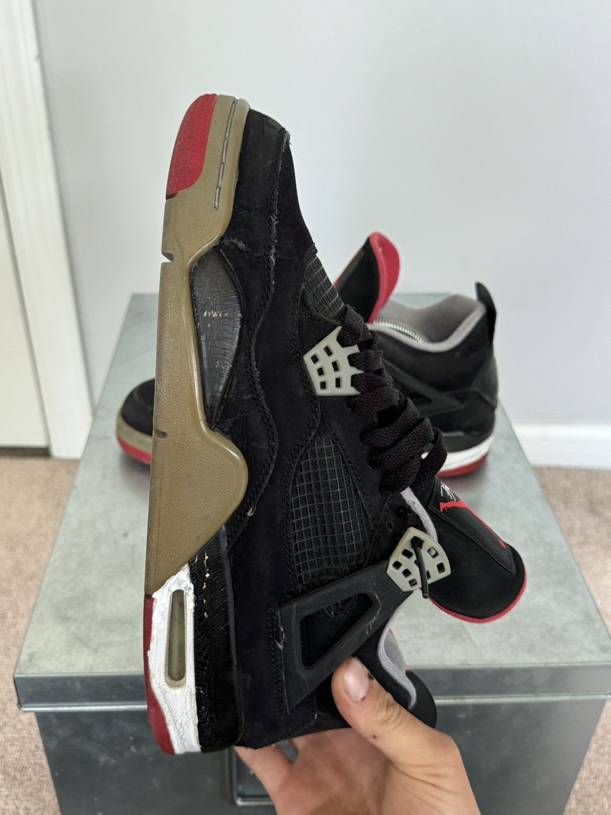 Jordan Brand × Nike Jordan 4 Bred 2012 Size 9 US Used Size US 9 / EU 42 - 10 Thumbnail