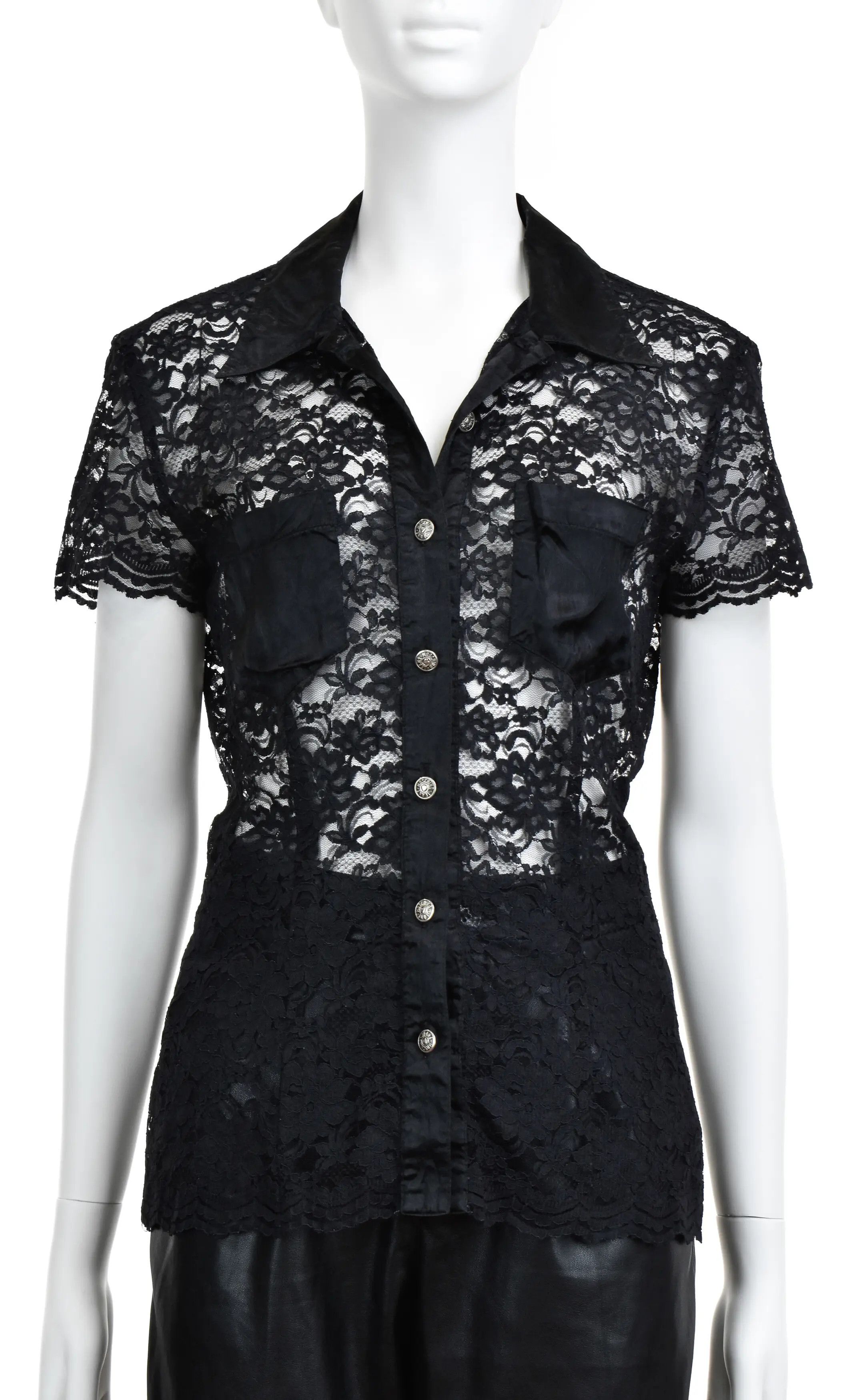 Love Moschino Love Moschino Lace Flower Vintage Blouse Size L / US 10 / IT 46 - 2 Thumbnail