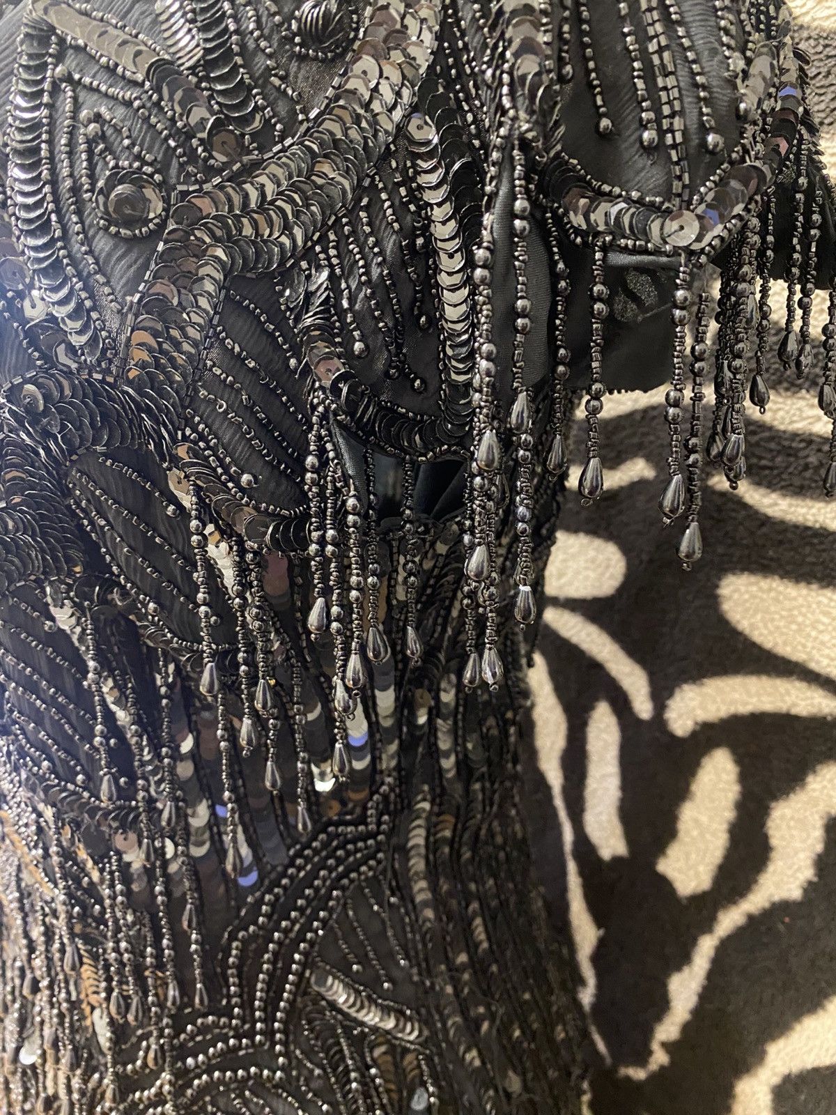 Vintage Handmade pure silk with rayon lining black burlesque dress Size S / US 4 / IT 40 - 5 Thumbnail
