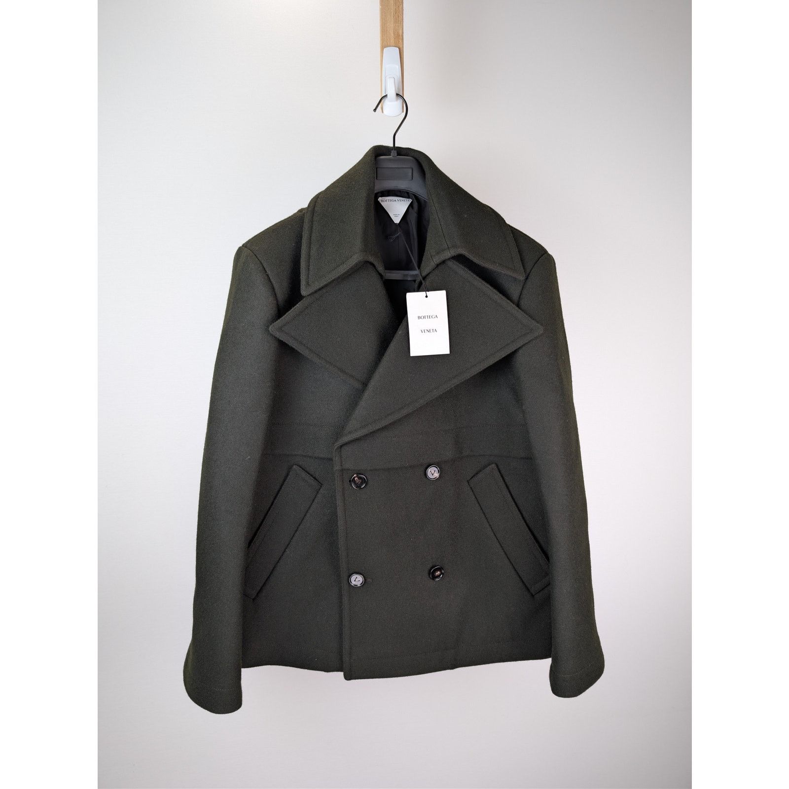 Bottega Veneta o1rshd1 Short Wool Felt Coat in Military Dark Green / Kale Size US M / EU 48-50 / 2 - 1 Thumbnail