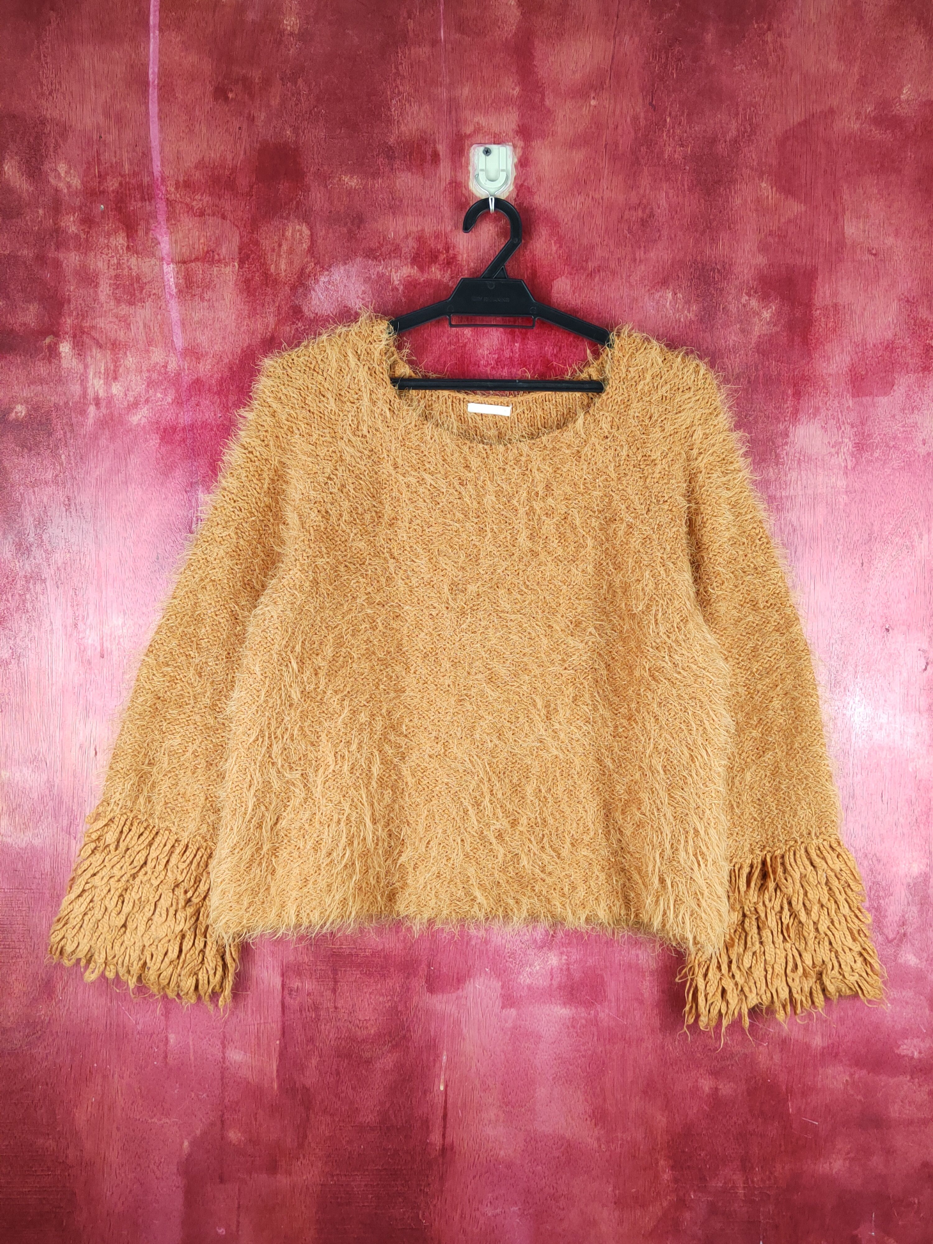 image of Gu Brown Shag Shaggy Fur Mohair Knitwear S1268, Women's (Size Medium)