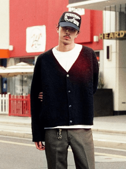 image of Osh.fc 'everyday' Mohair/shag Cardigan in Black, Men's (Size Large)
