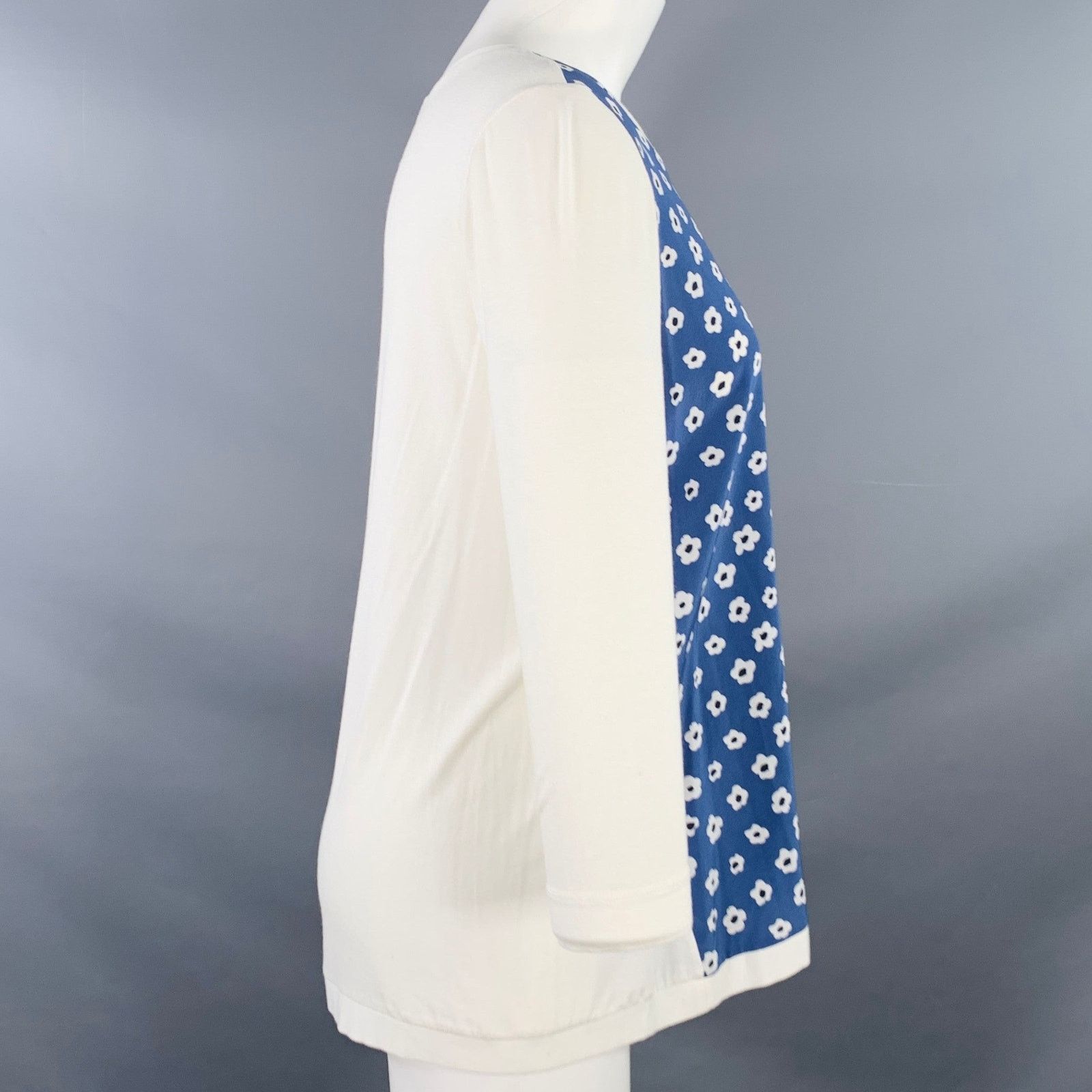 Other 4 White Blue Viscose Blend Floral 3/4 Sleeves Casual Top Size S / US 4 / IT 40 - 3 Thumbnail