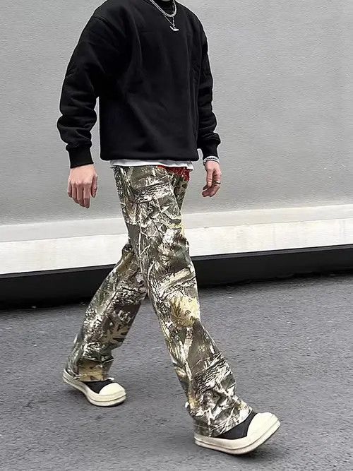 Japanese Brand × Jean High street leaf graffiti camouflage embroidered jeans Size US 32 / EU 48 - 4 Thumbnail