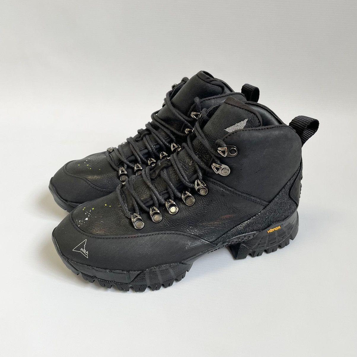 ROA Black Leather ‘Paint Splat’ Andreas Boots Size US 7 / IT 37 - 1 Thumbnail