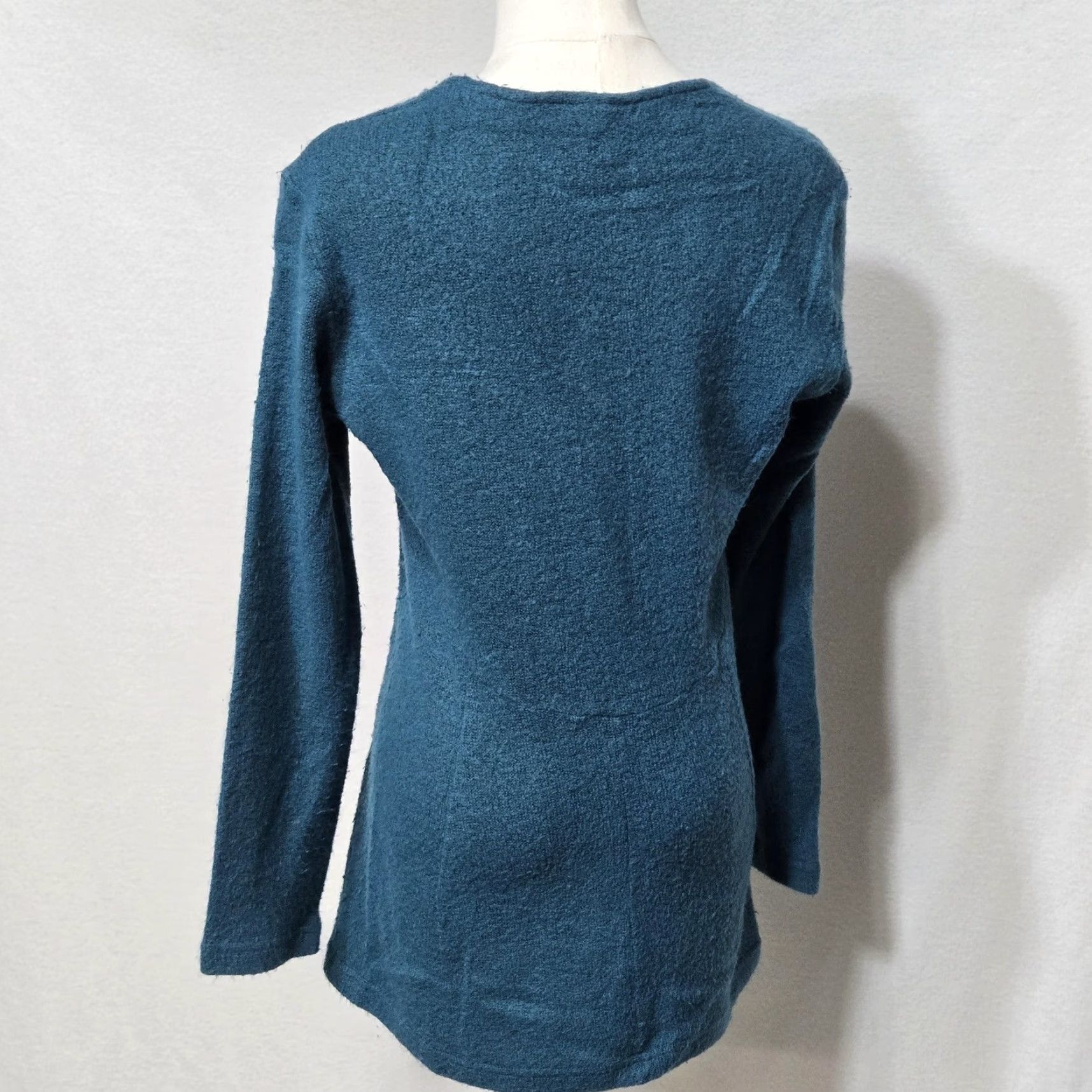 Ganni Anni Kuan Womens Medium Tunic Sweater Blue Scoop Neck Textured Knit Stretch Size M / US 6-8 / IT 42-44 - 4 Thumbnail