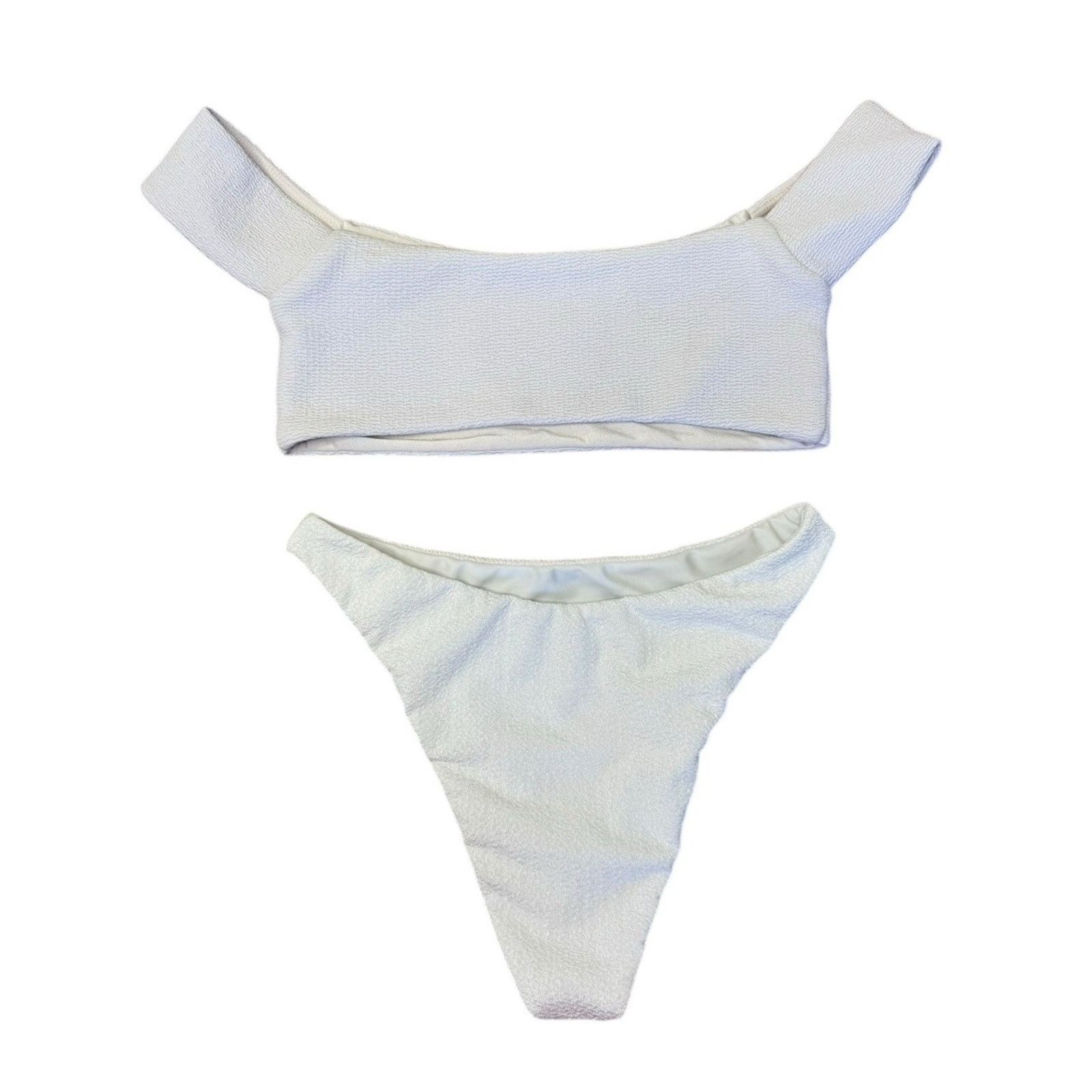 Other LOVERS + FRIENDS Tess Off Shoulder High Waist Texture Bikini Size ONE SIZE - 3 Thumbnail