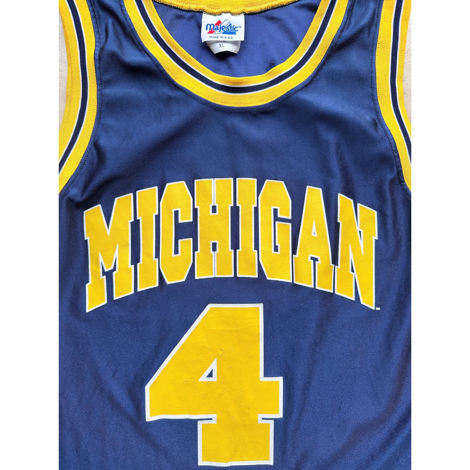 NCAA × Starter WEBBER Michigan Wolverines 90 MAJESTIC jersey basketball vtg Size US XL / EU 56 / 4 - 2 Thumbnail