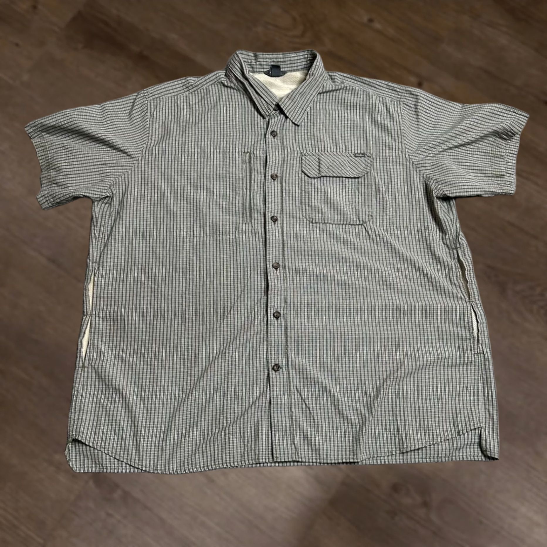 Eddie Bauer VINTAGE? No, not vintage. Eddie Bauer Button Up Shirt Men 2XL Green Plaid Short Sleeve Pocket Casual Regular Fit Size US XXL / EU 58 / 5 - 1 Thumbnail