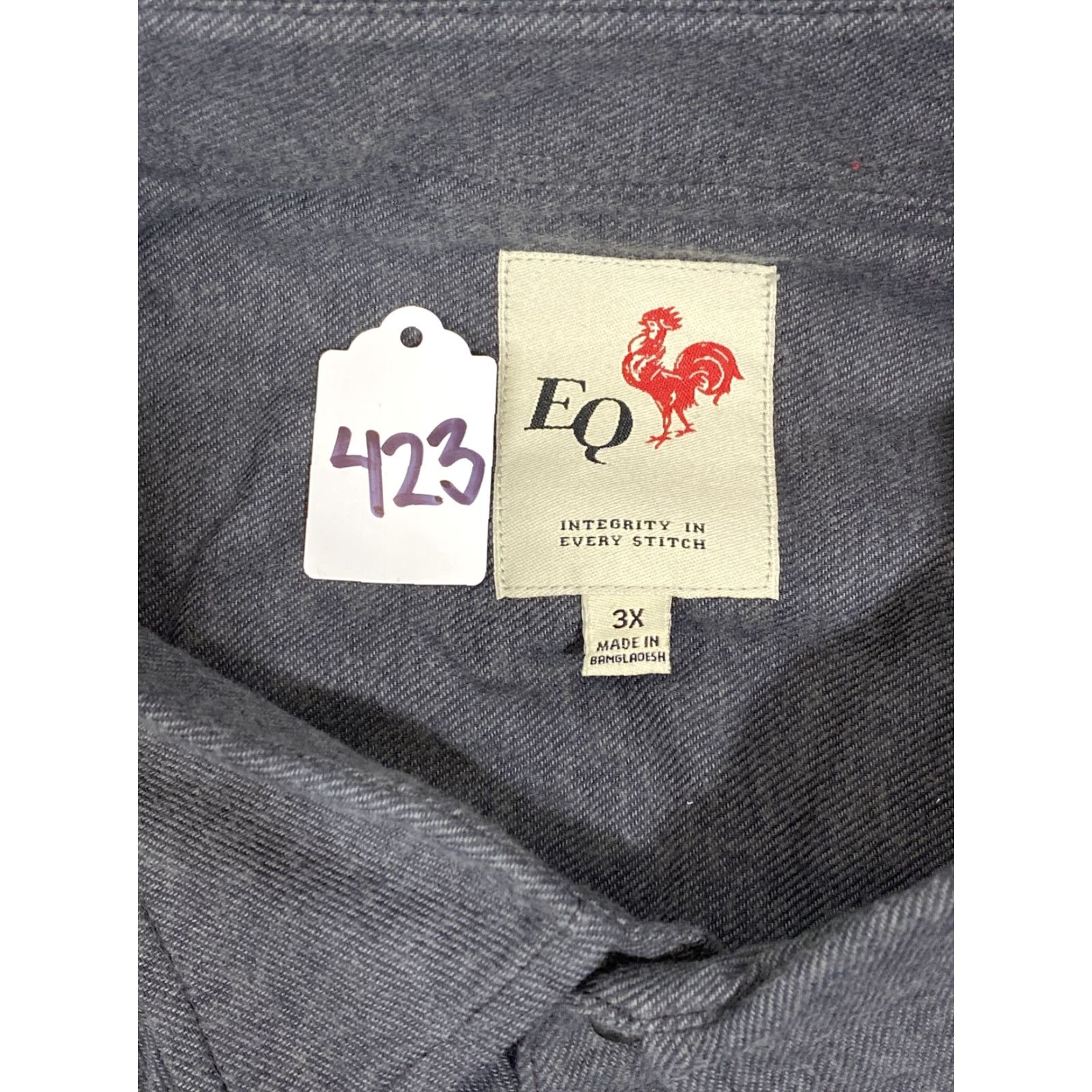 Vintage Eq Equilibrio Shirt Button Front Mens 3XL Gray Long Sleeve Solid Pocket Button-Up Collar Spread 100% Cotton NWT Regular Size US XXL / EU 58 / 5 - 3 Thumbnail