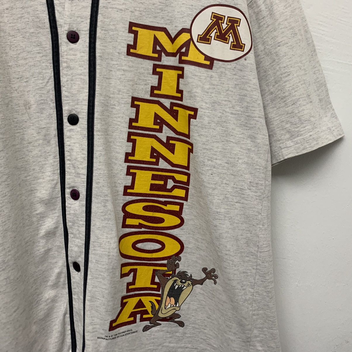 Warner Bros Vintage 90s University Minnesota Baseball Shirt Size US XL / EU 56 / 4 - 5 Thumbnail