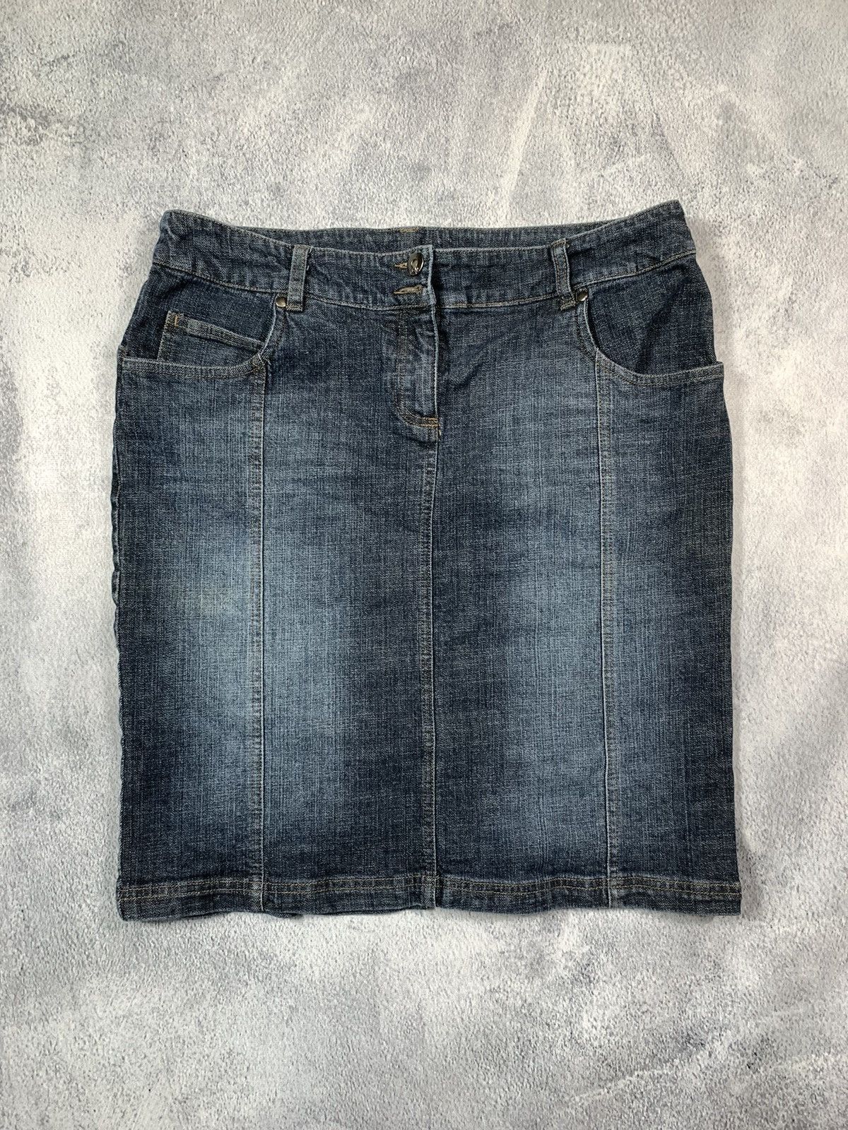 Vintage Y2K Japanese faded denim midi skirt streetwear style