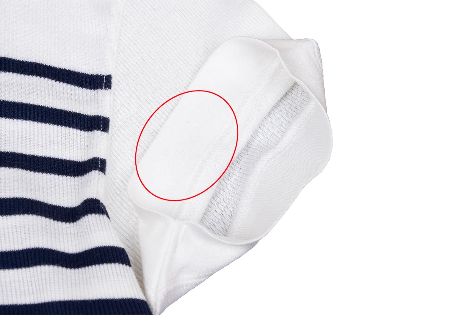 Jean Paul Gaultier Marine Stripe V-Neck Ribbed T-Shirt in Navy and Off-White Size US L / EU 52-54 / 3 - 7 Thumbnail