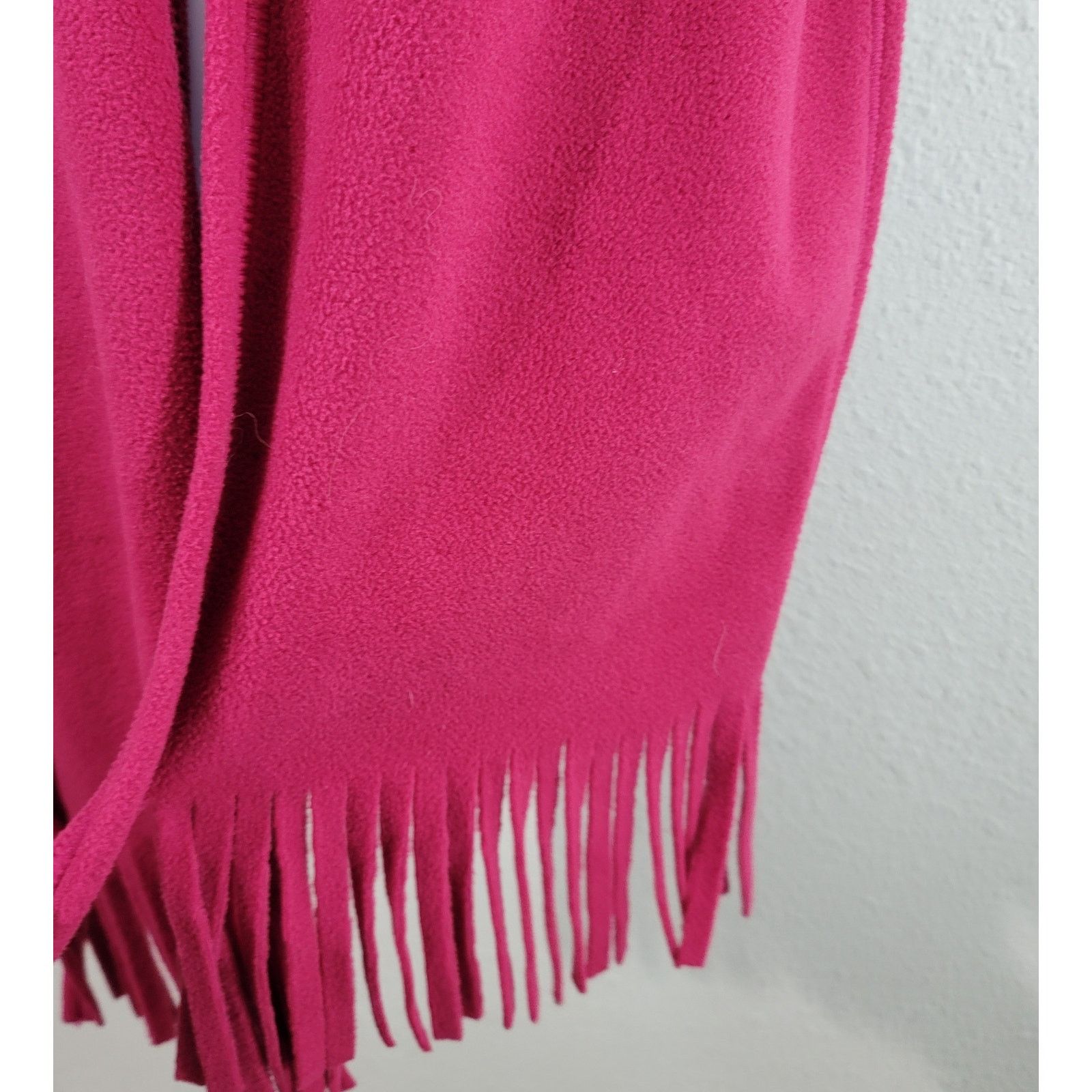 Other Fuchsia Pink Fleece Fringe Scarf Lightweight Soft Size ONE SIZE - 2 Thumbnail
