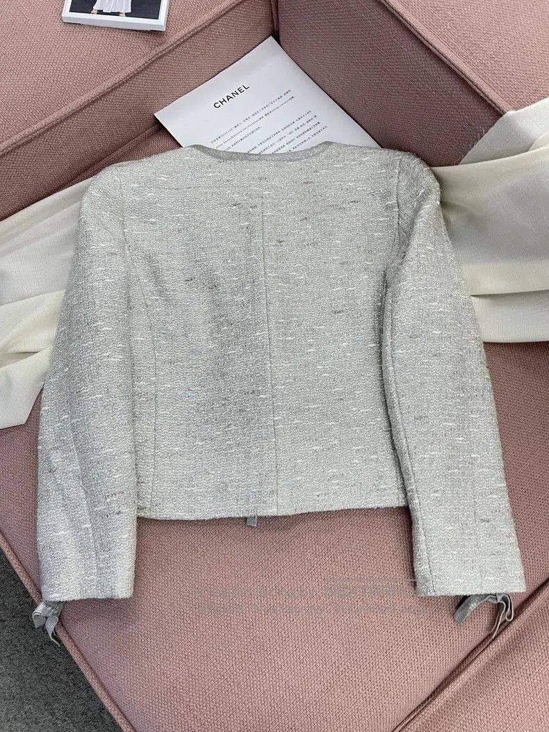 Chanel Chanel Gray Silver Thread Cardigan. Size US L / EU 52-54 / 3 - 4 Thumbnail