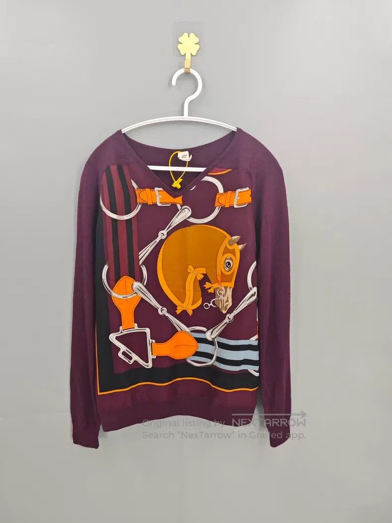 Hermes Hermes Purple Cashmere and Mulberry Silk Mixed Horse Head Size XXS / US 00 / IT 34 - 1 Thumbnail