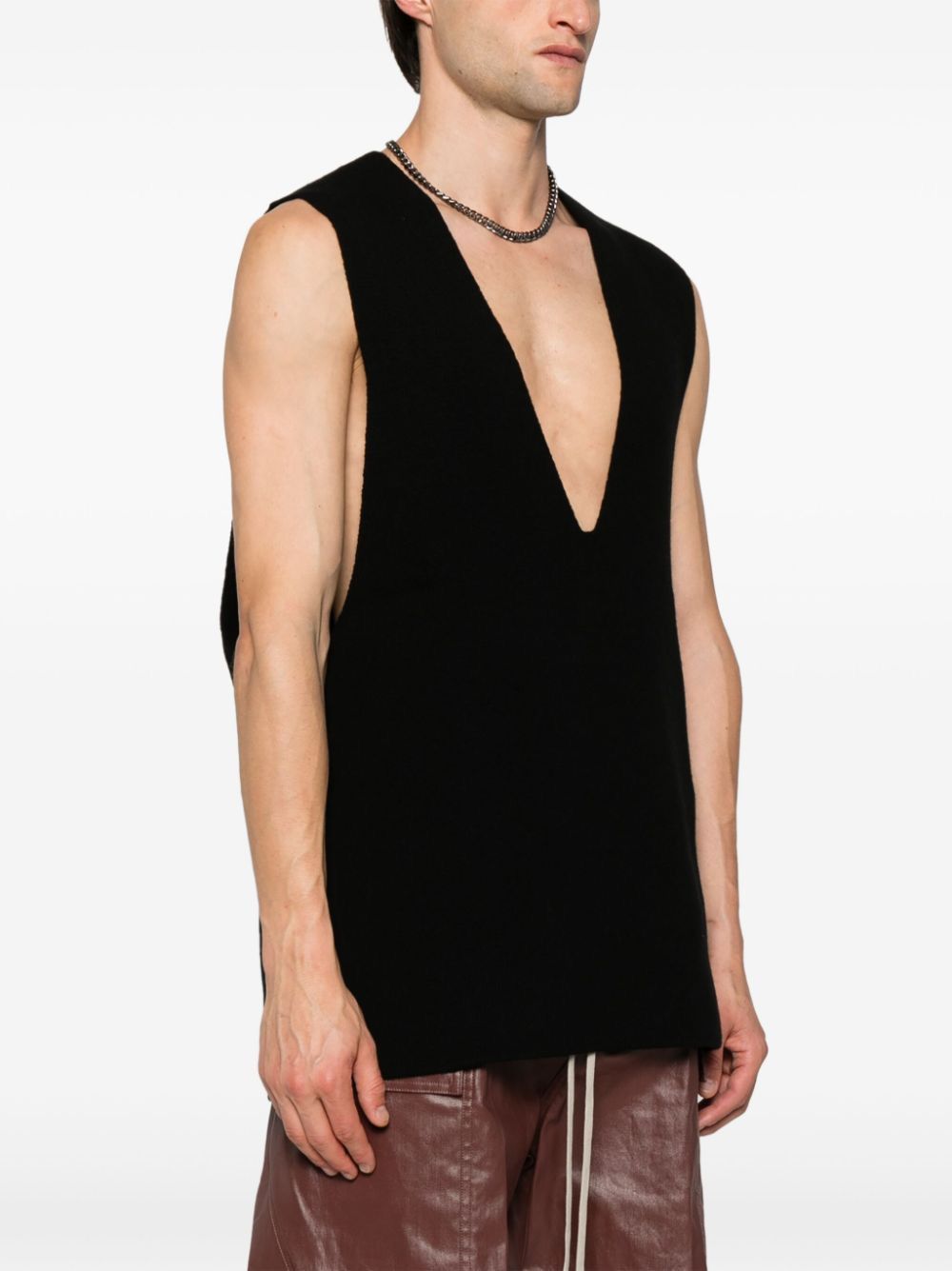 Rick Owens Rick Owens top in maglia v tank black cashmere One size NWT Size US L / EU 52-54 / 3 - 12 Thumbnail