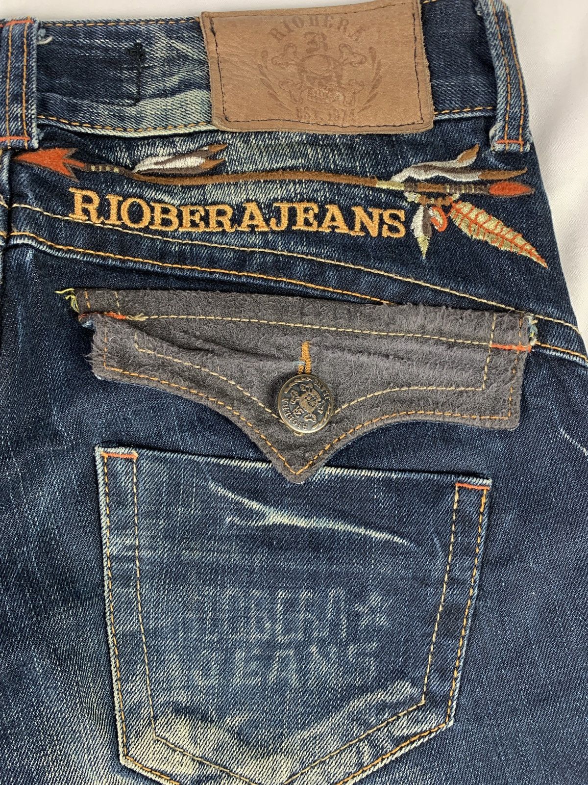 Japanese Brand Riobera Japan Navajo Embroidered Flared Baggy Jeans Pants Size 30" / US 8 / IT 44 - 9 Thumbnail