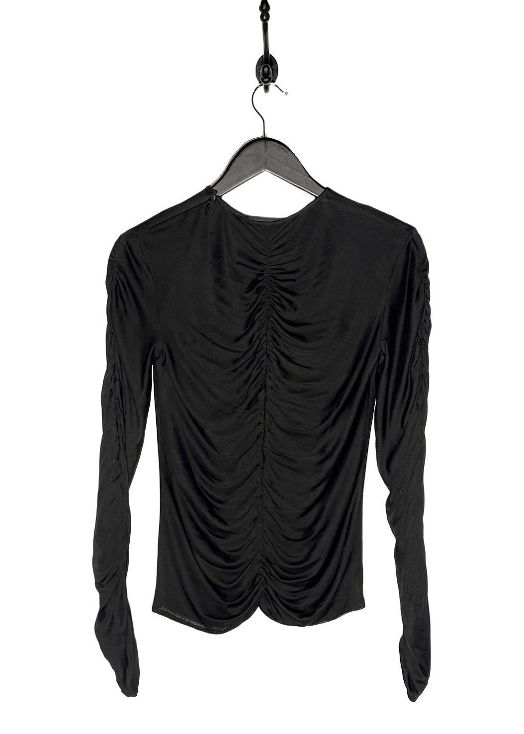 Gucci Gucci FW23 Black Gathered Viscose Jersey Long Sleeves Top Size S / US 4 / IT 40 - 6 Thumbnail
